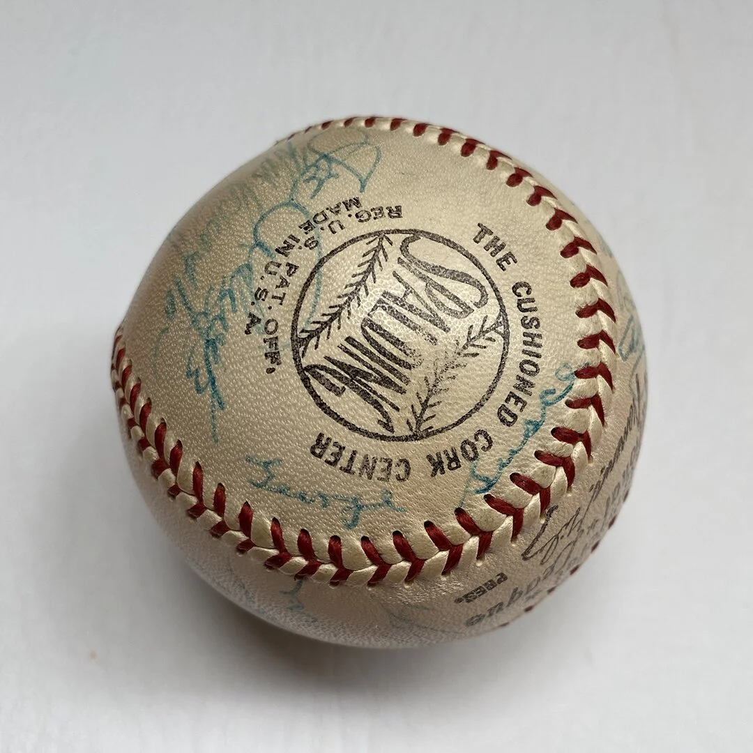 1959 Milwaukee Braves Baseball, signed by Hank Aaron, Warren Spahn