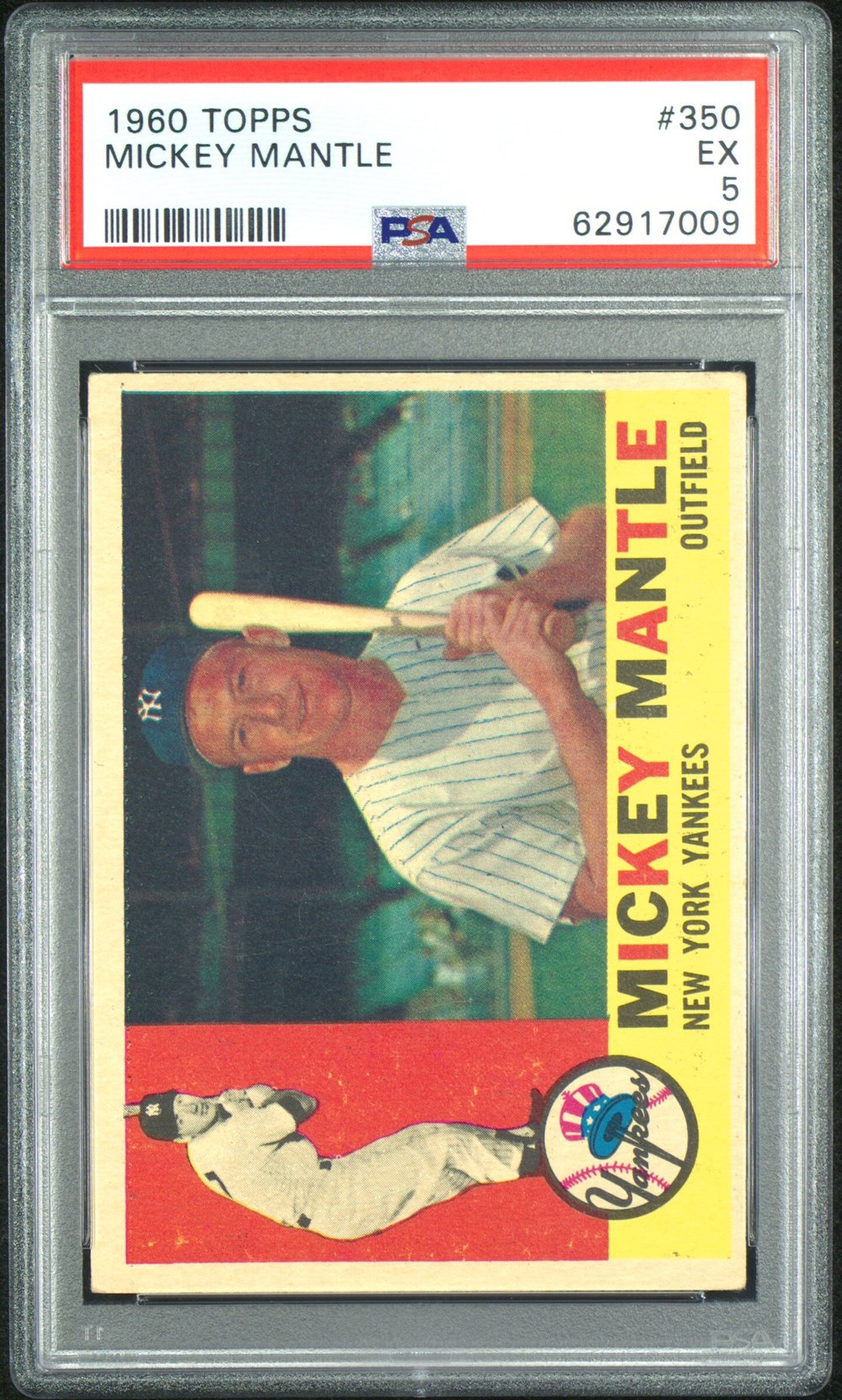 1960 Topps #350 Mickey Mantle New York Yankees Baseball Card Sgc 5 Ex