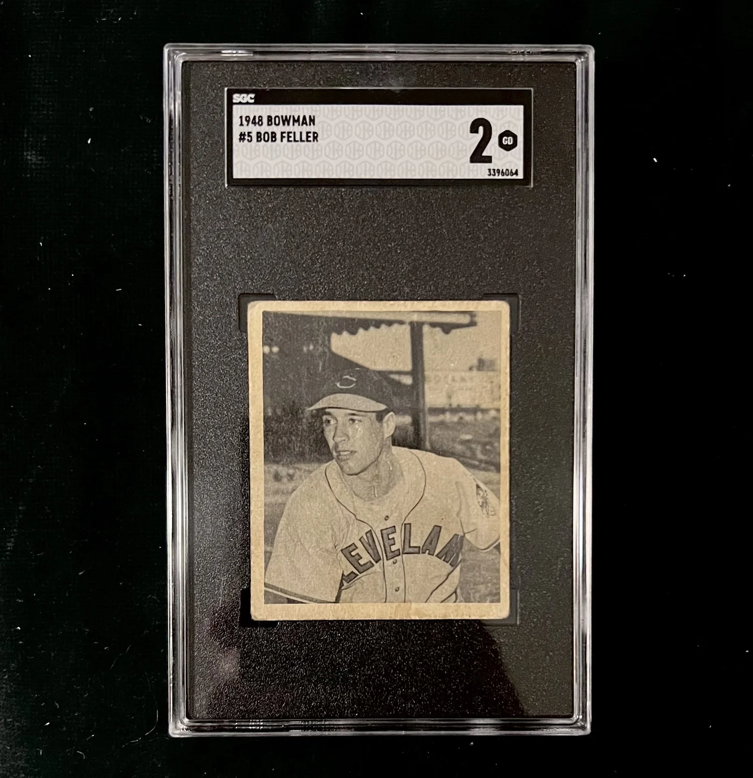 Bob Feller 1948 Bowman #5 Rookie Baseball Card. SGC 2. Good. — The 