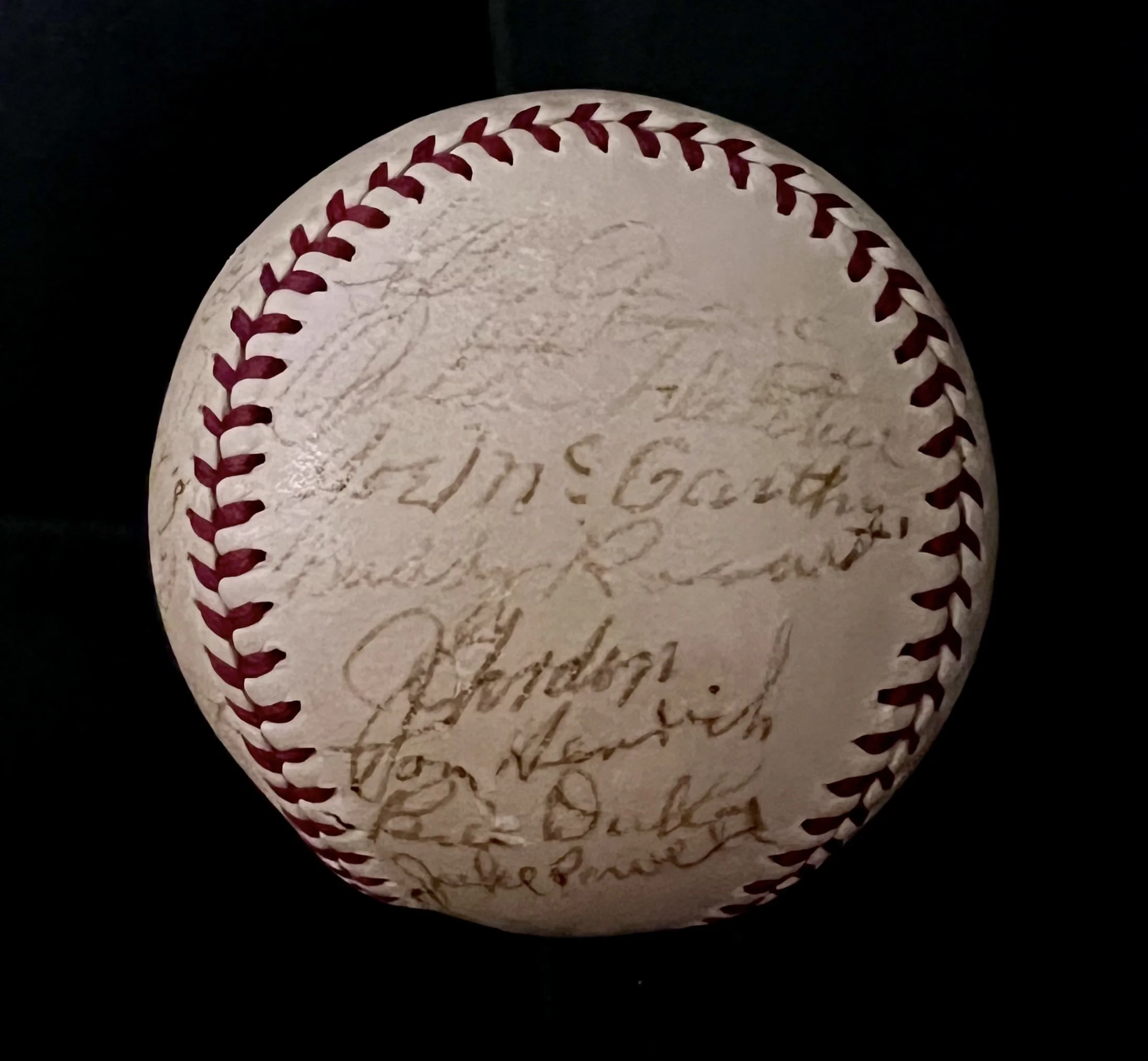 1940 New York Yankees Signed (20) Official AL Baseball. DiMaggio, McCarthy, Dickey, Ruffing, Gordon. JSA