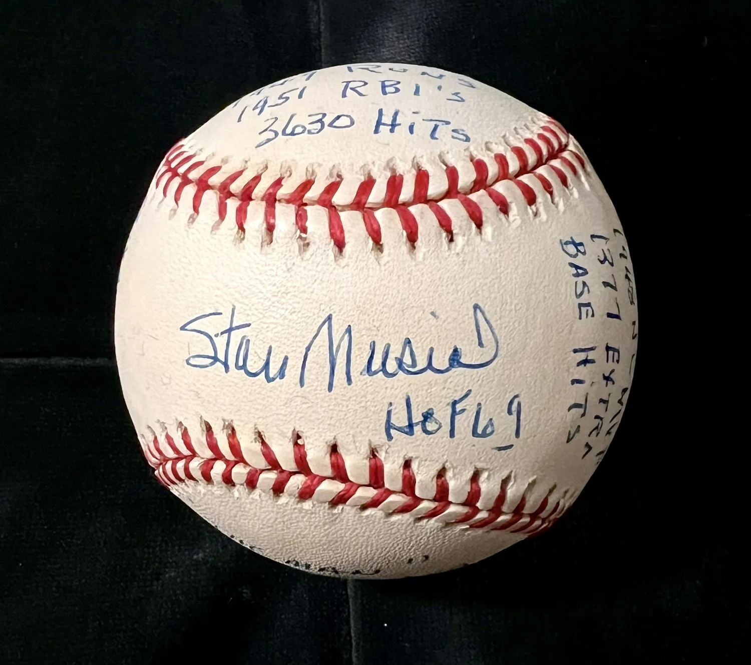 Stan Musial Signed OML Baseball. 20 Stat Inscriptions