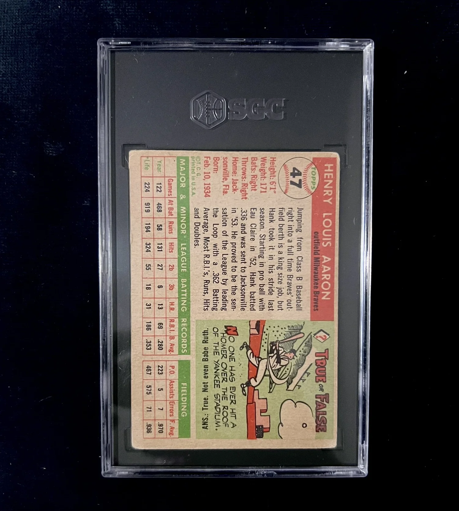 topps 47 HANK AARON 野球カード 1955 Topps Hank Aaron Card