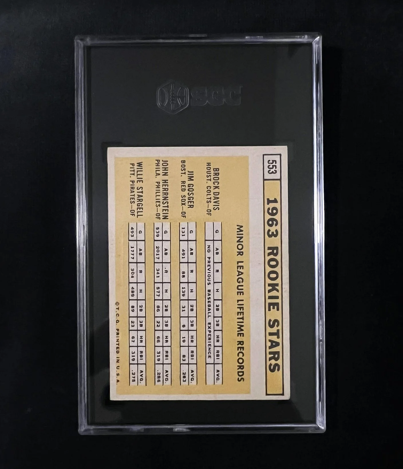 Willie Stargell 1963 Topps Rookie Baseball Card #553. SGC 6 
