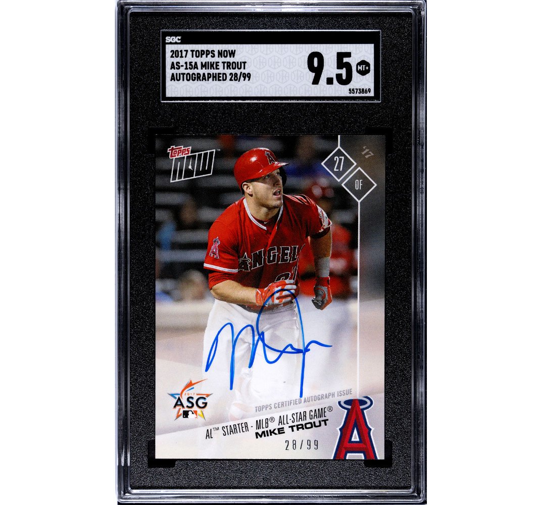 Mike Trout 2017 Topps Now AS-15A. Signed. 28/99. Auto. SGC 9.5 Mint+