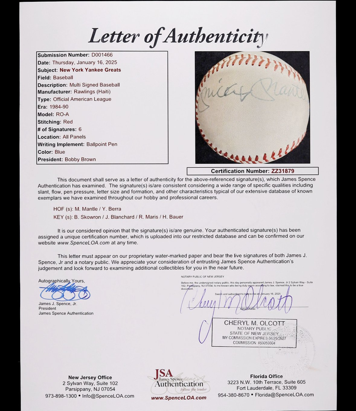 Mickey Mantle, Roger Maris. Signed Official American League