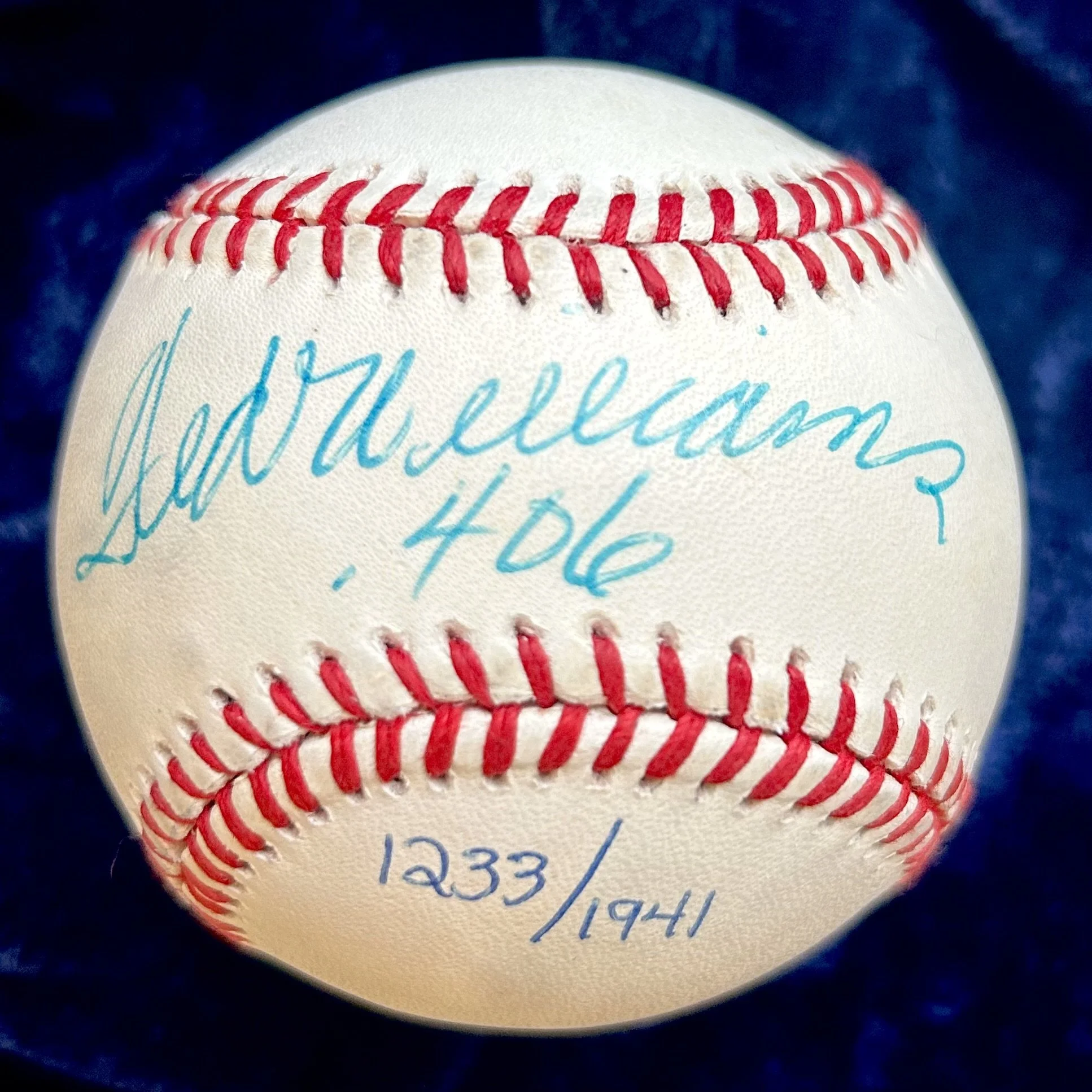 Ted Williams .406 1233/1941 Limited Signed Official American League Baseball. 1233/1941. Upper Deck Authenticated