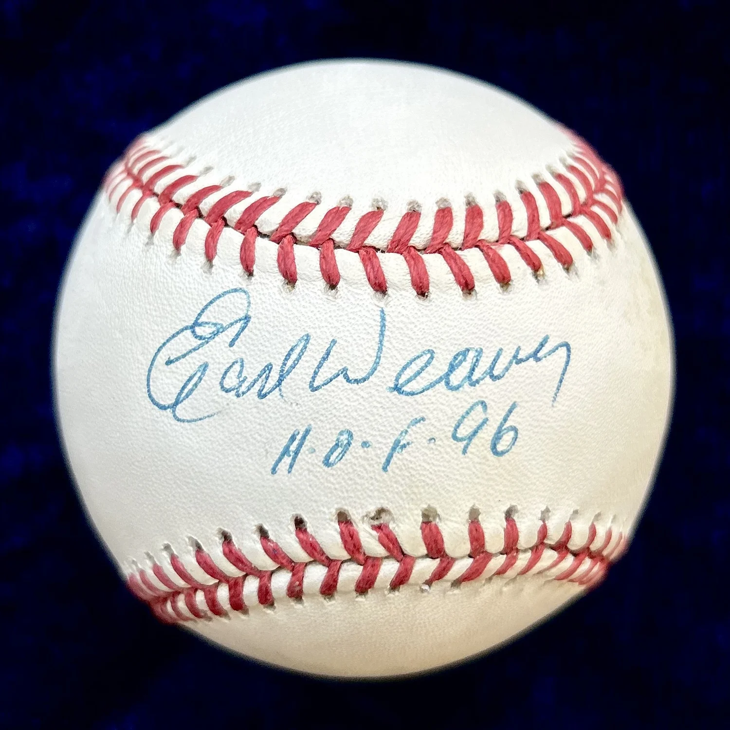 Earl Weaver Signed “HOF 96” Official American League PSA