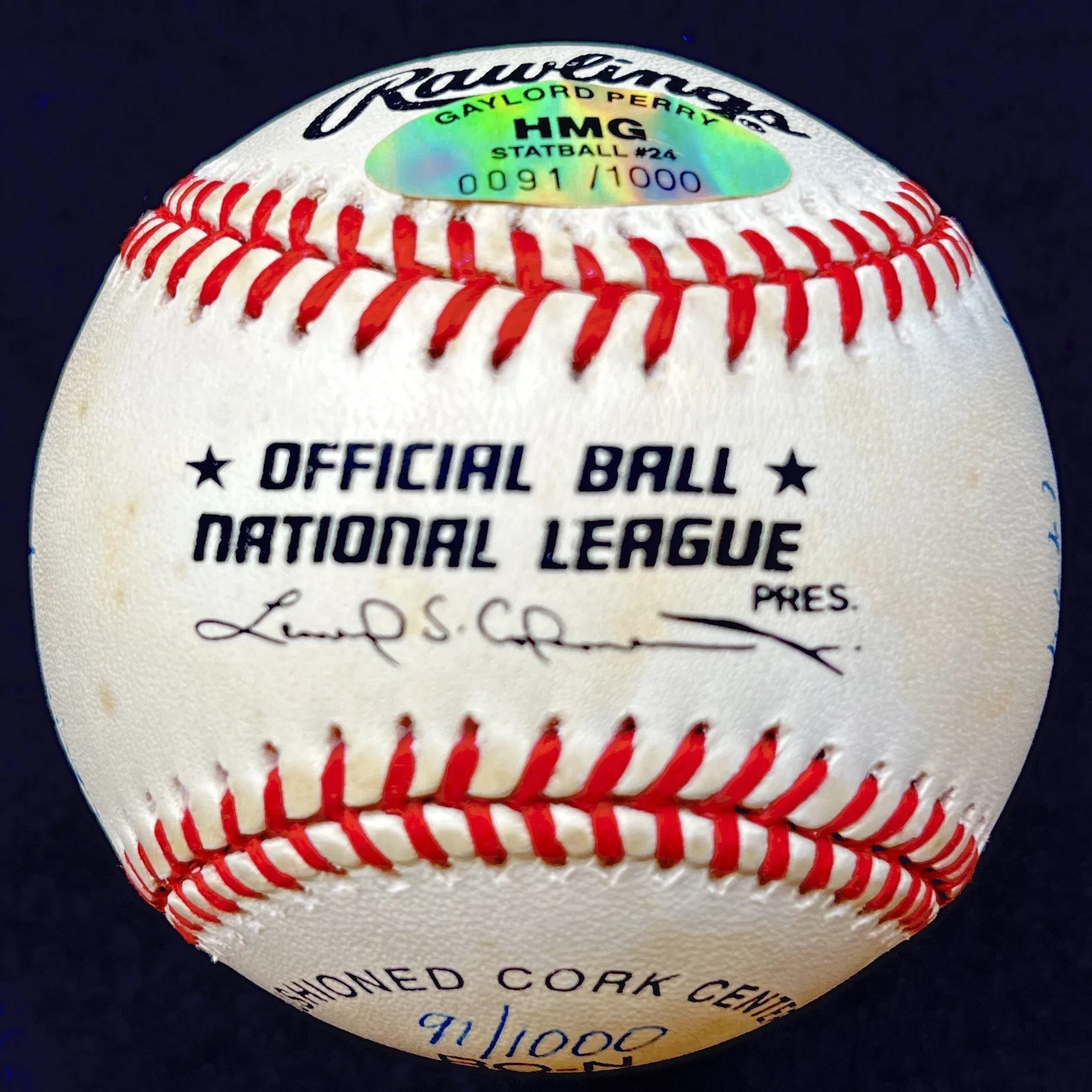 Gaylord Perry Signed 14 Stat Inscription Official National League Baseball. /1000. HMG