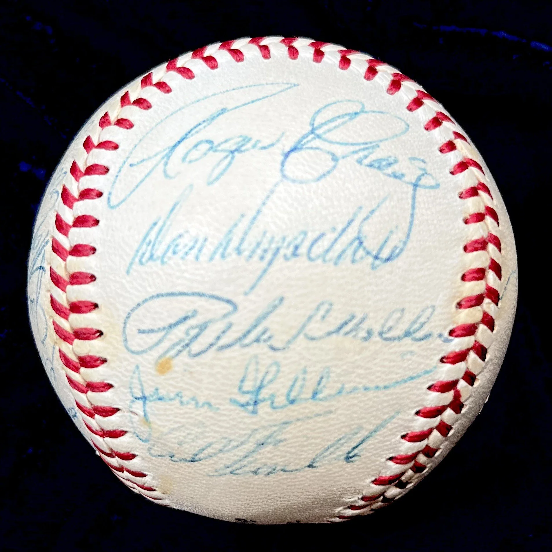 1956 National League Champion Brooklyn Dodgers Signed National League Baseball. Jackie Robinson, Roy Campanella, Gil Hodges, Walter Alston, Don Drysdale, Dick Williams. JSA