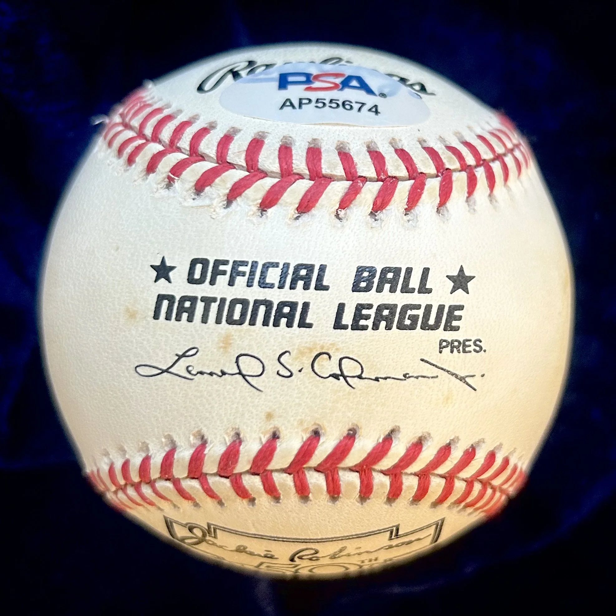 Hank Aaron "755" Signed Official National League Baseball. PSA.