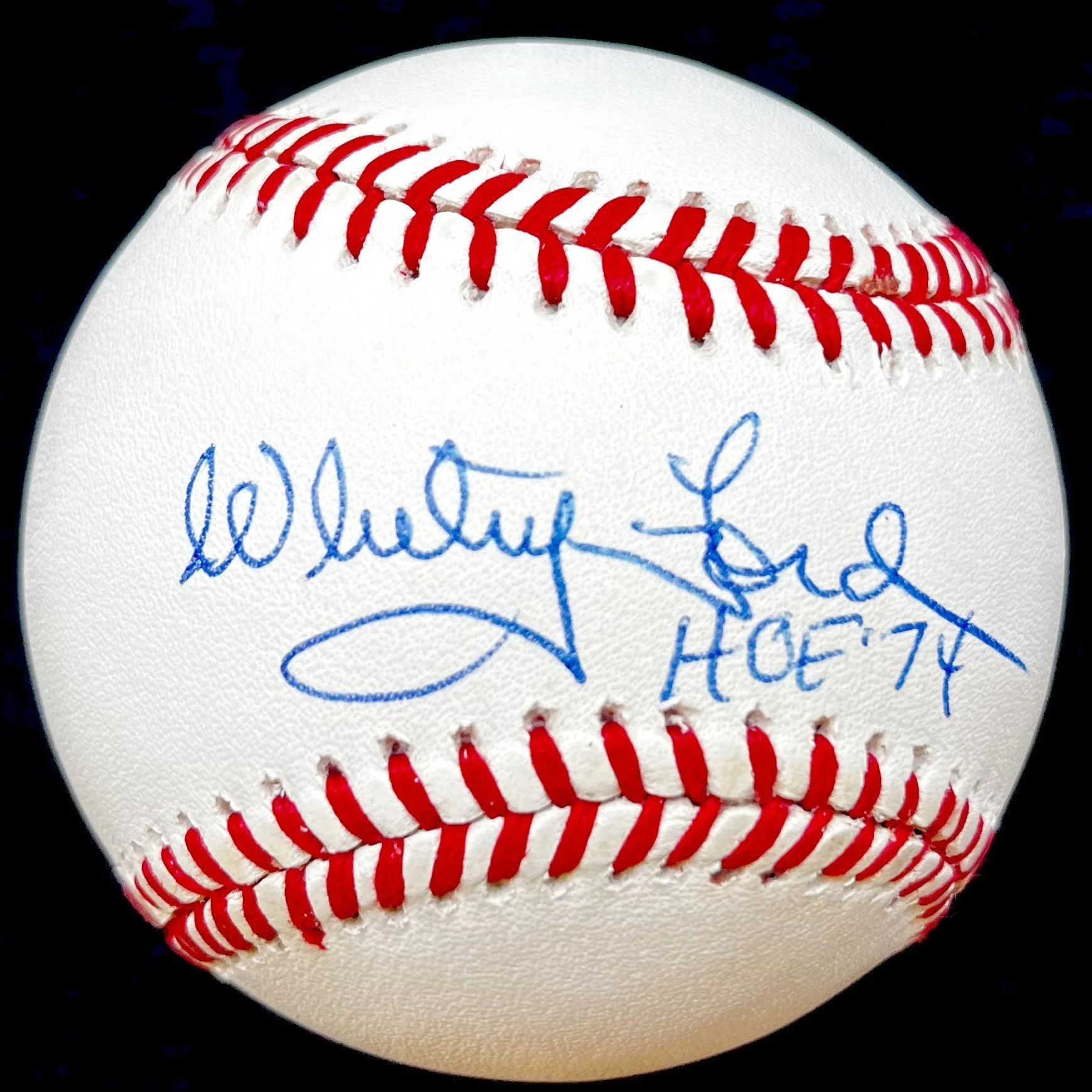 Whitey Ford Signed "HOF '74" Official American League Baseball. JSA