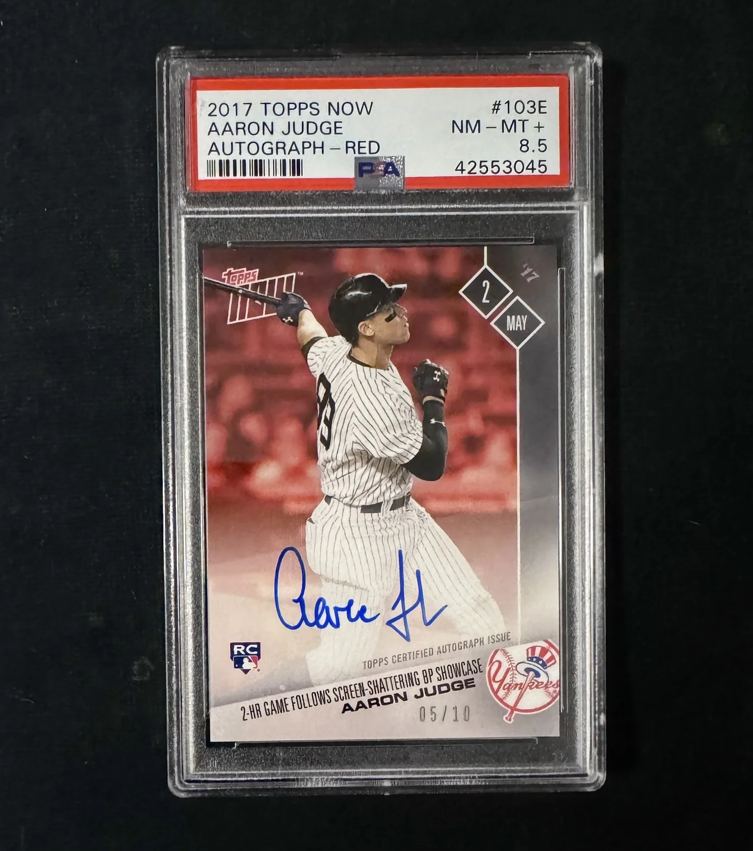 Aaron Judge 2017 Topps Now Red Rookie Auto Signed /10 #103E PSA 