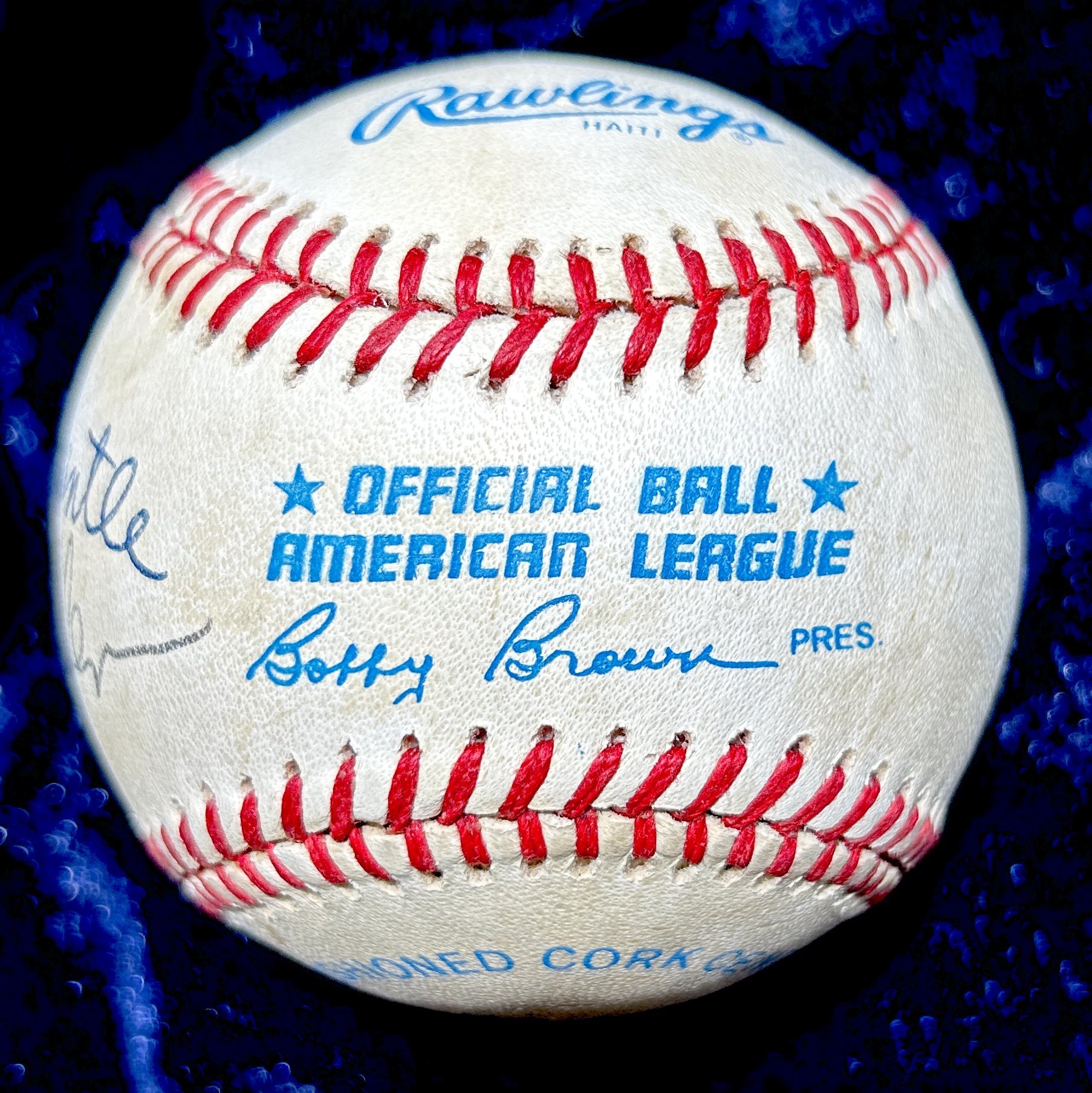 Hall of Famers Signed Official American League Baseball. Mantle, Snider, Kaline, Feller, Aaron. PSA