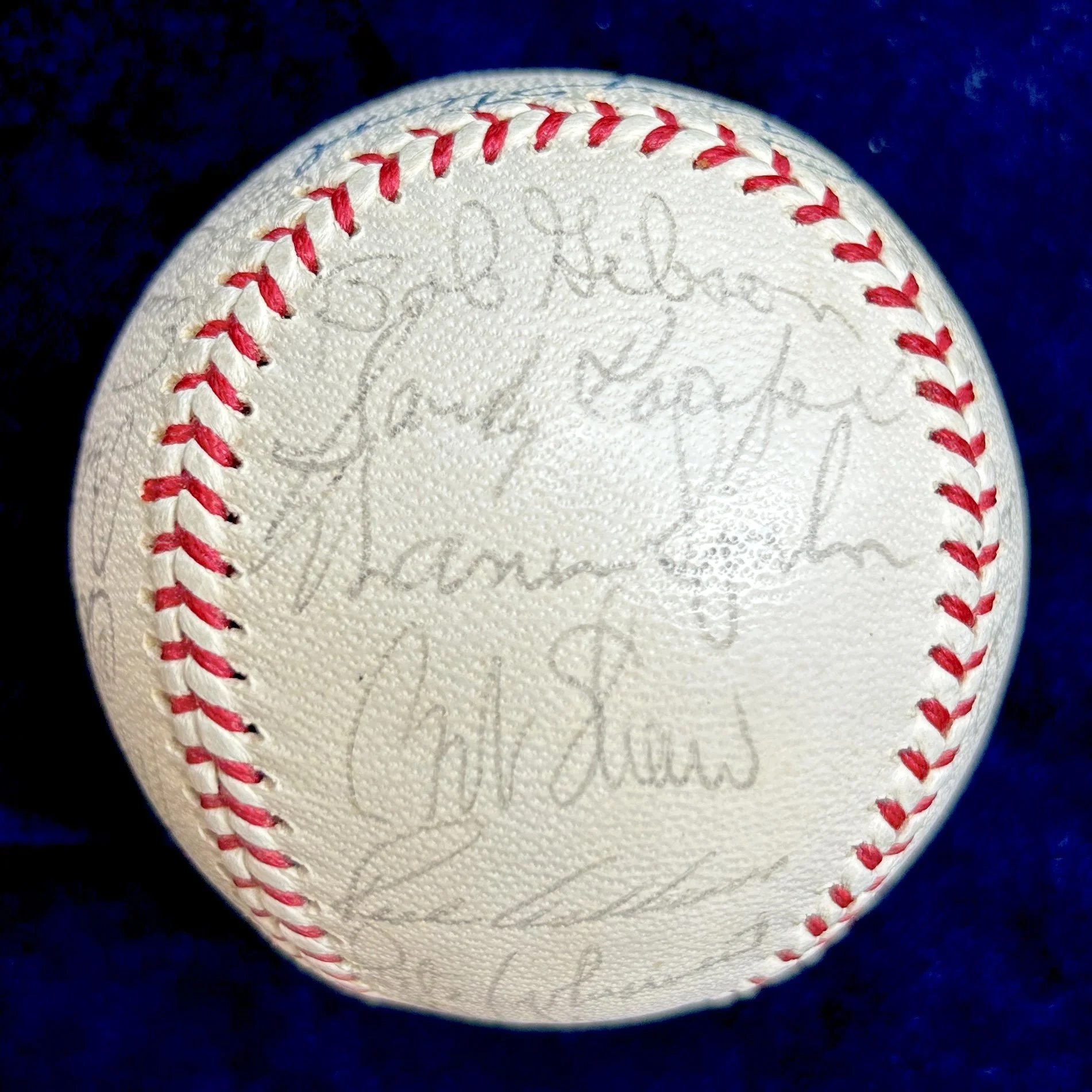1962 National League All-Stars Multi-Signed (30) Baseball. Clemente, Stengel, Koufax, Spahn, Drysdale, Cepeda, Banks, Musial. PSA