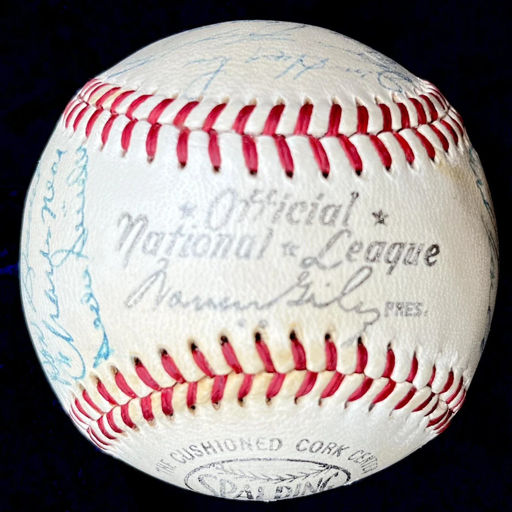 1956 National League Champion Brooklyn Dodgers Signed National League Baseball. Jackie Robinson, Roy Campanella, Gil Hodges, Walter Alston, Don Drysdale, Dick Williams. JSA