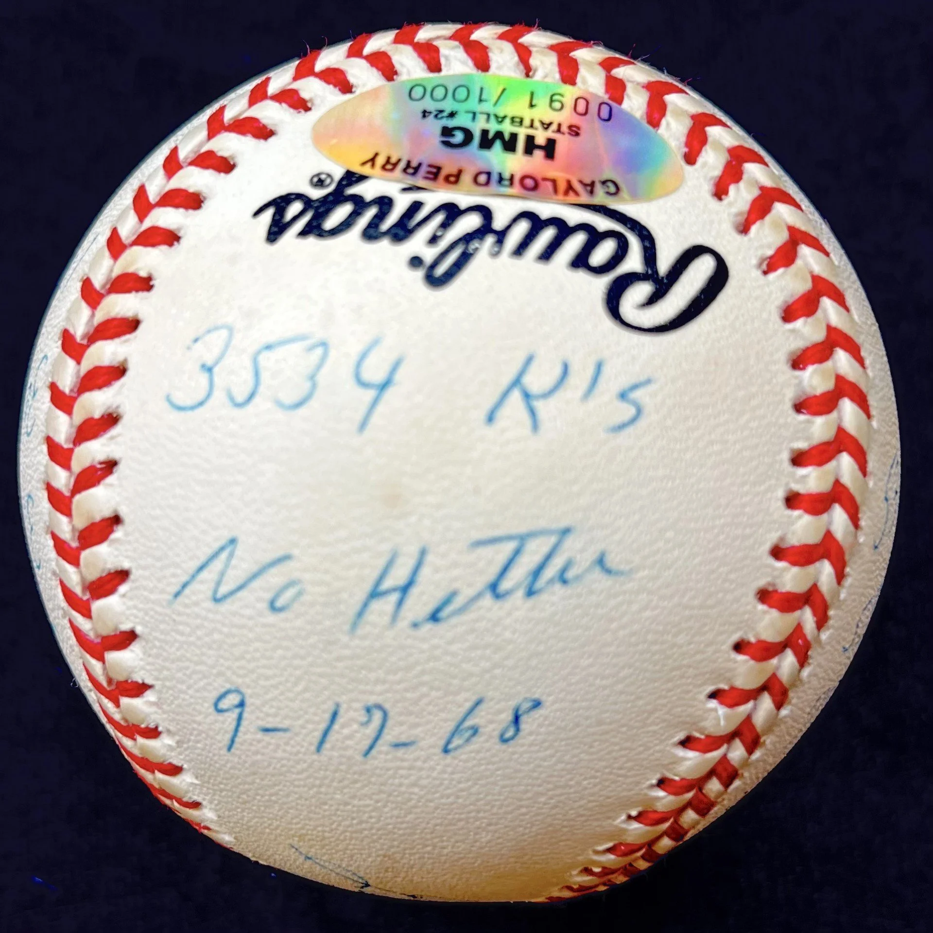Gaylord Perry Signed 14 Stat Inscription Official National League Baseball. /1000. HMG