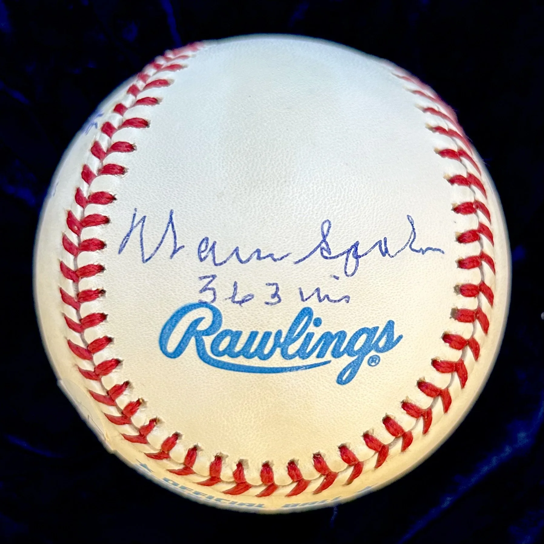 300 Win Club Signed (7) Official American League Baseball. Signed by Ryan, Perry, Sutton, Carlton, Wynn, Niekro, and Spahn. JSA