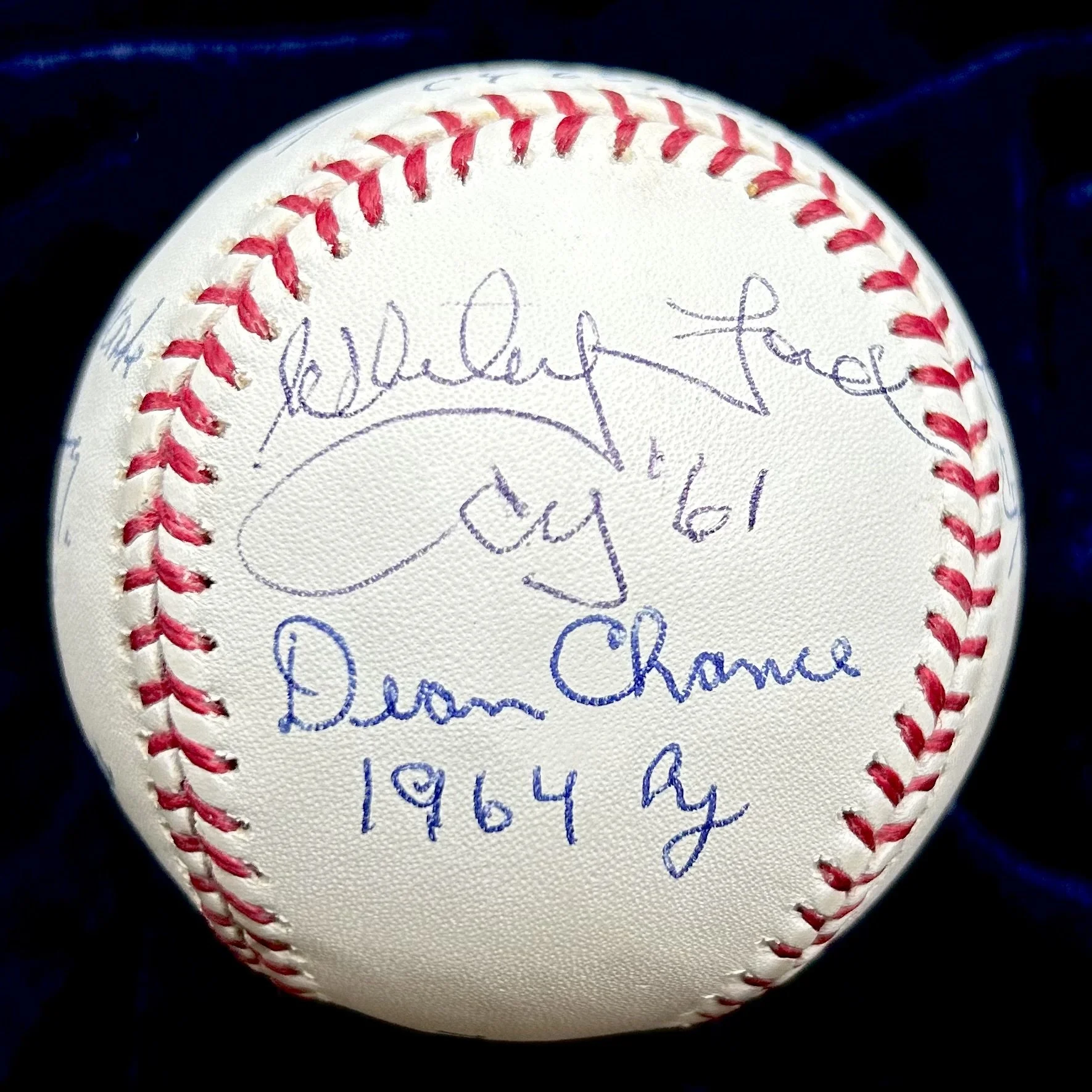 Cy Young Award Winners OML Signed Baseball. Koufax, Ford, Turley, Law, Chance, Newcombe. PSA