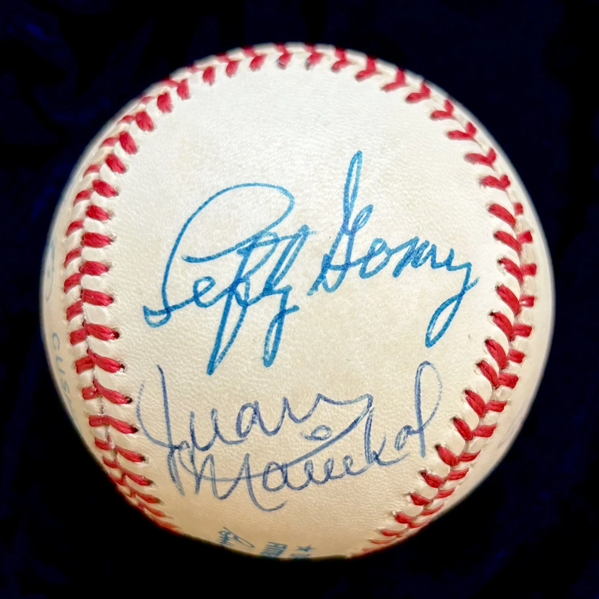 1984-90 Hall of Fame Pitchers Signed OAL Baseball. Koufax, Feller, Gibson, Roberts, Marichal, Drysdale, Spahn, Ford. JSA