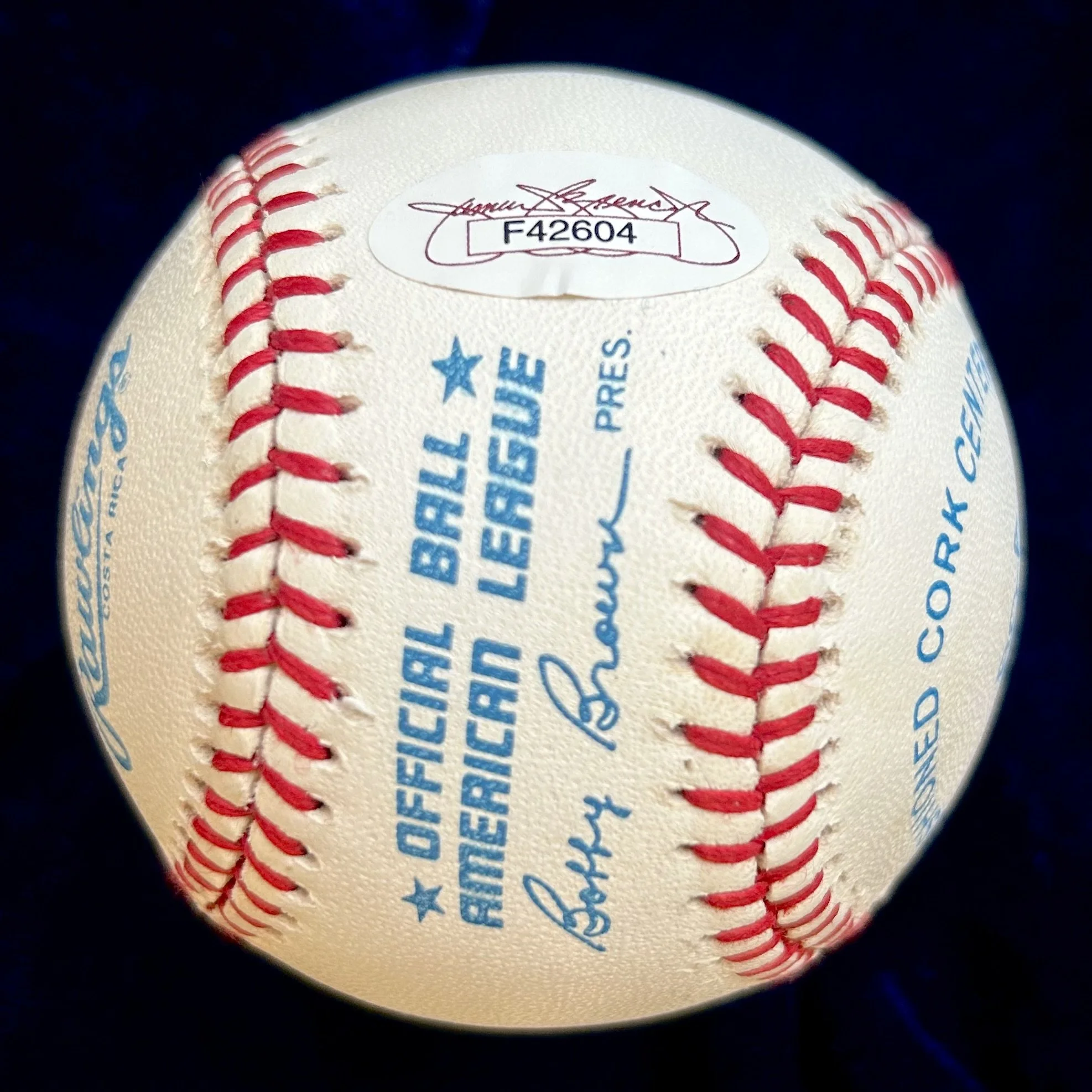 Bob Feller Signed Official American League Baseball. JSA