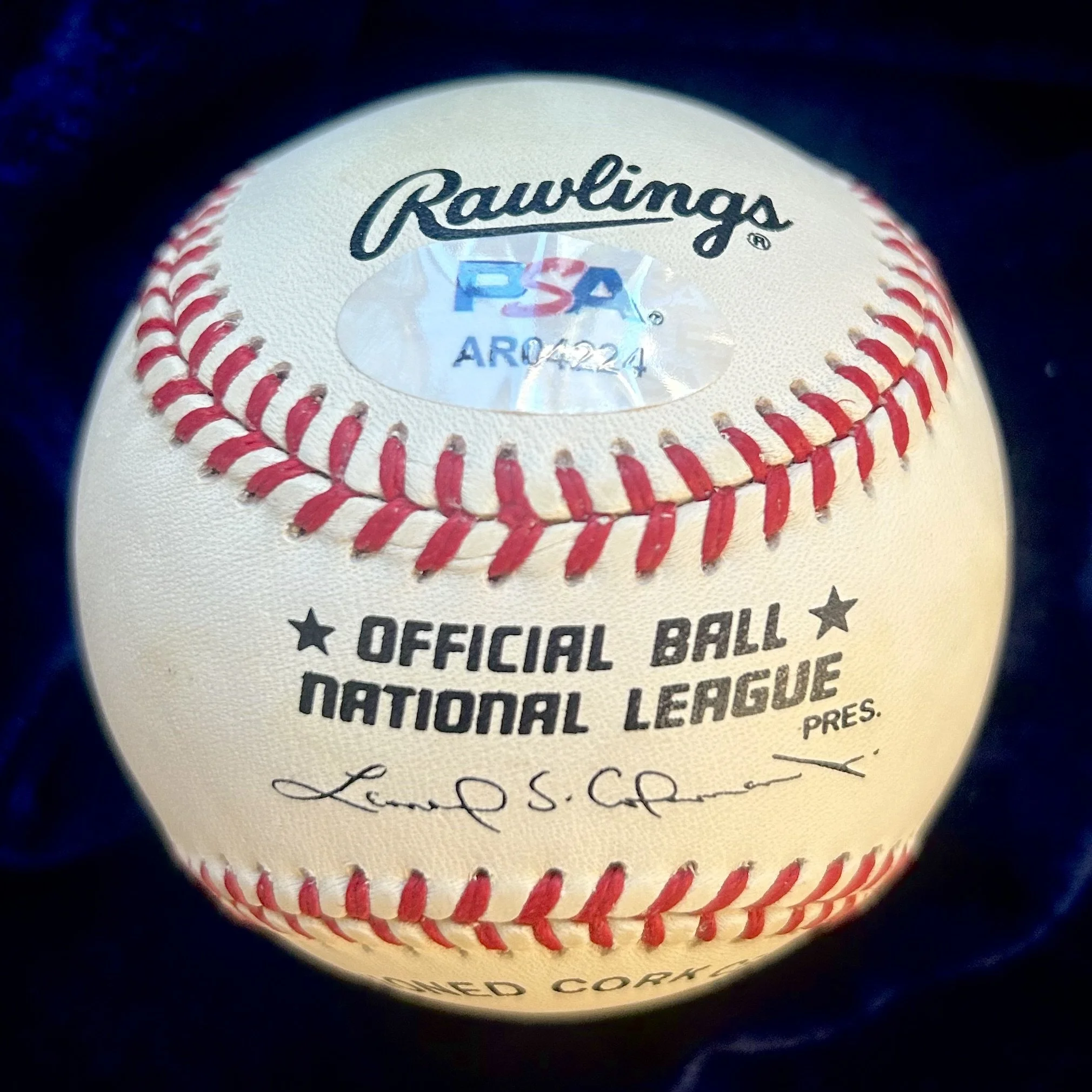 Barry Bonds (Double), Willie Mays, and Andre Dawson Official National League Multi-Signed Baseball. PSA