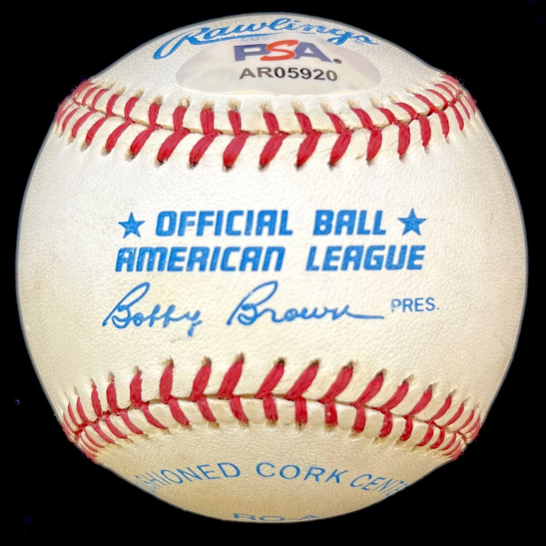 Joe DiMaggio Signed Official American League Baseball. PSA sticker