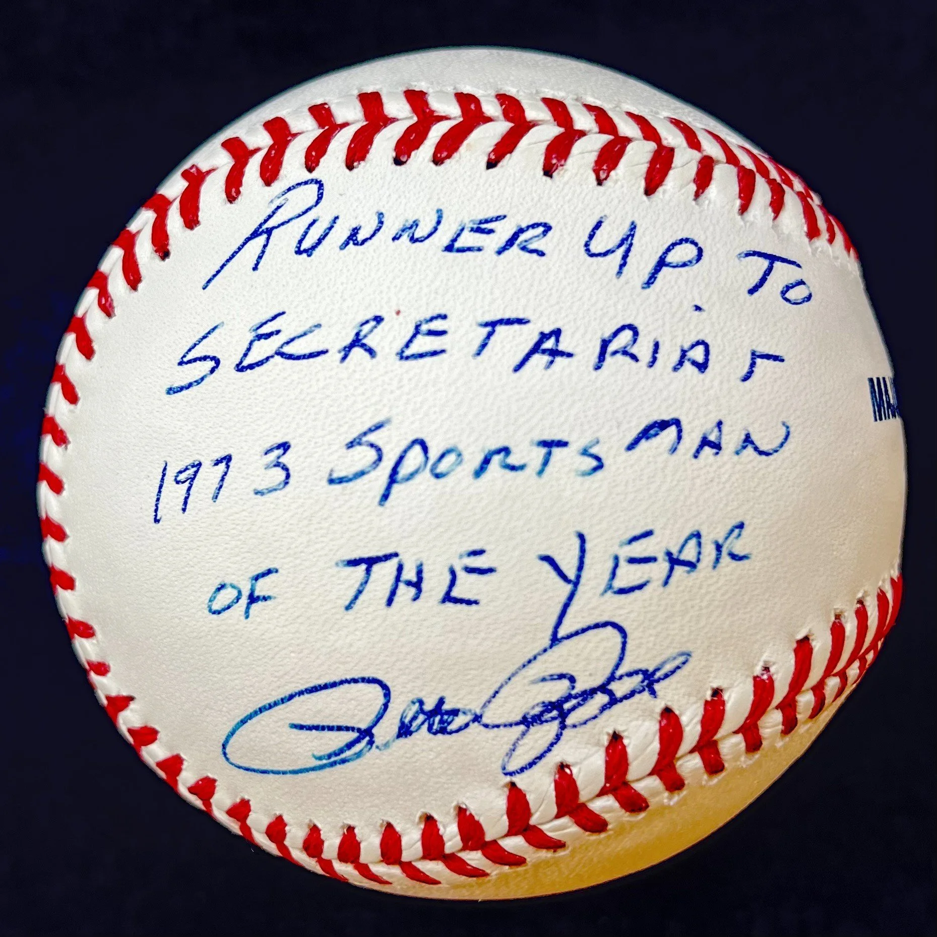 Pete Rose “Runner Up to Secretariat 1973 Sportsman of the Year” Signed Official Major League Baseball. JSA