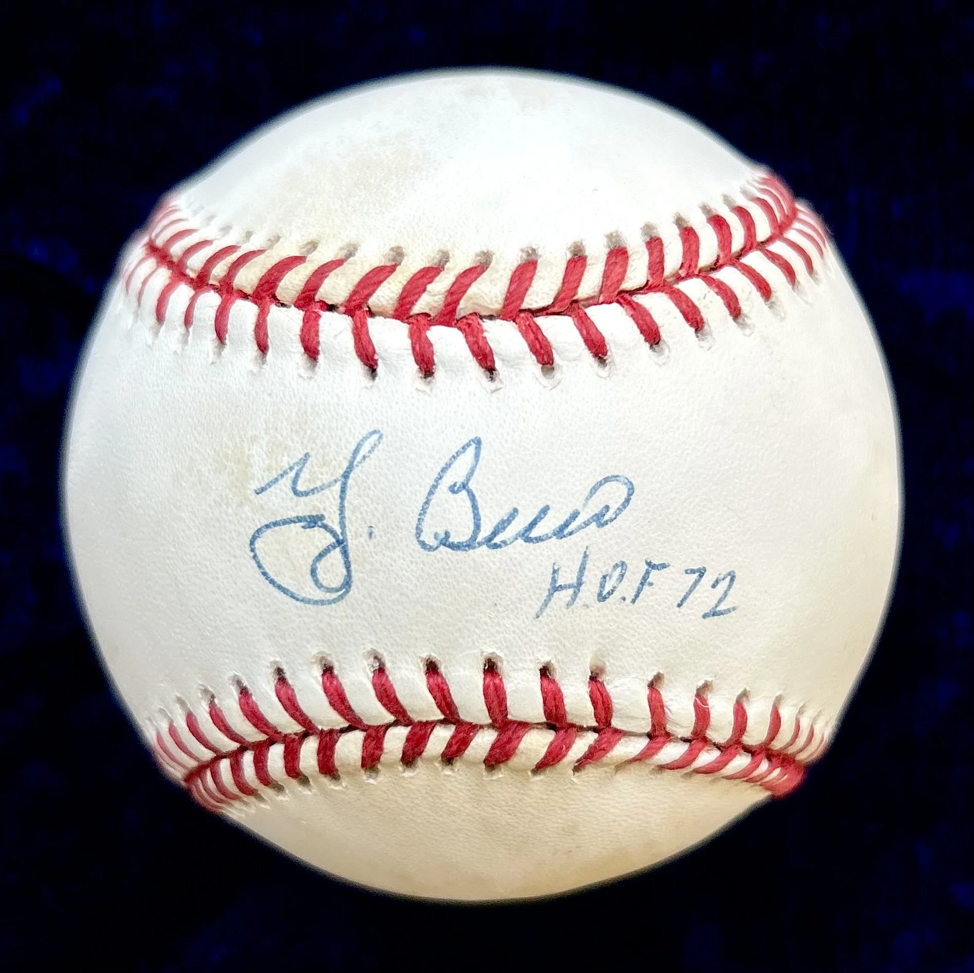 Yogi Berra Signed “H.O.F 72” Official American League Baseball. PSA