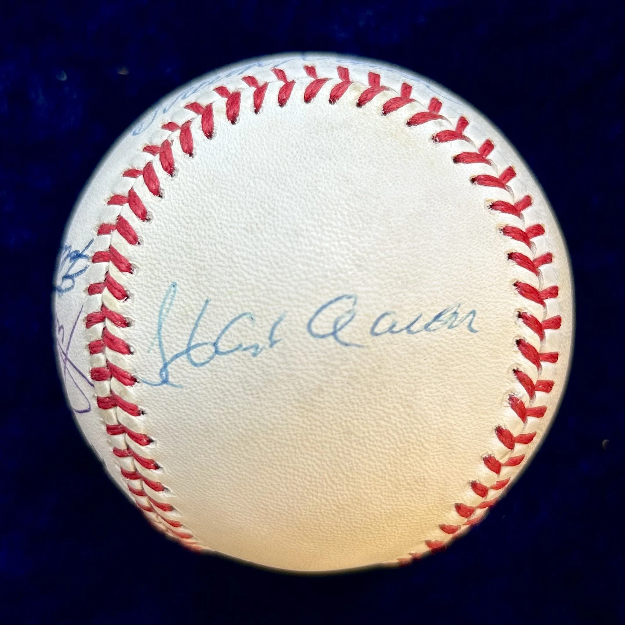 Hank Aaron, Frank Robinson, Willie Mays, and Eddie Mathews Official National League Signed Baseball. PSA