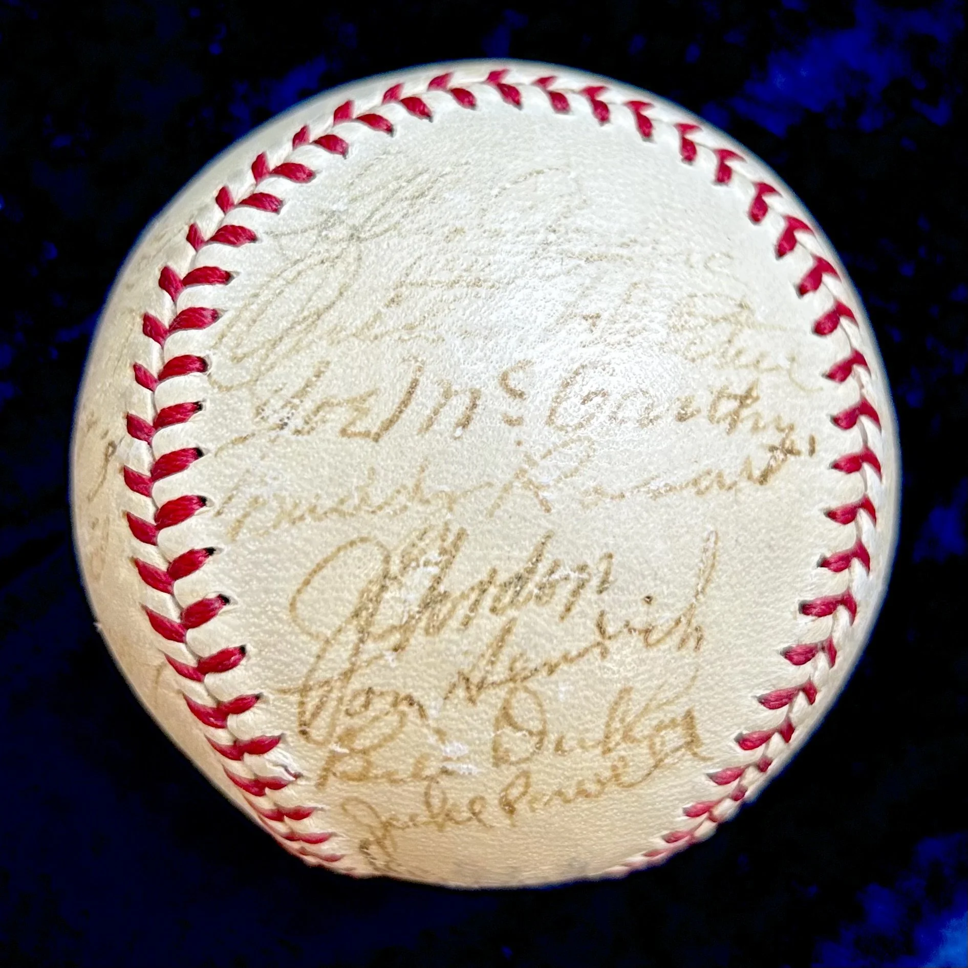 1940 New York Yankees Team Signed (26) Official Baseball. Joe DiMaggio, Joe Gordon, Bill Dickey, Joe McCarthy, Lefty Gomez, Red Ruffing. PSA