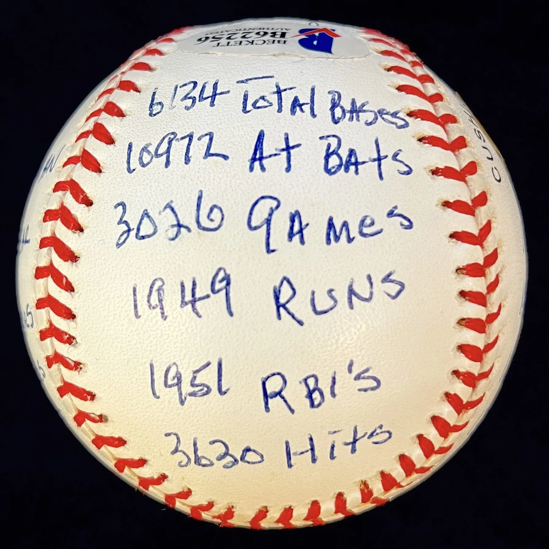 Stan Musial Signed OML Baseball. 20 Stat Inscriptions. ReggieJackson. Ltd 1000. Beckett