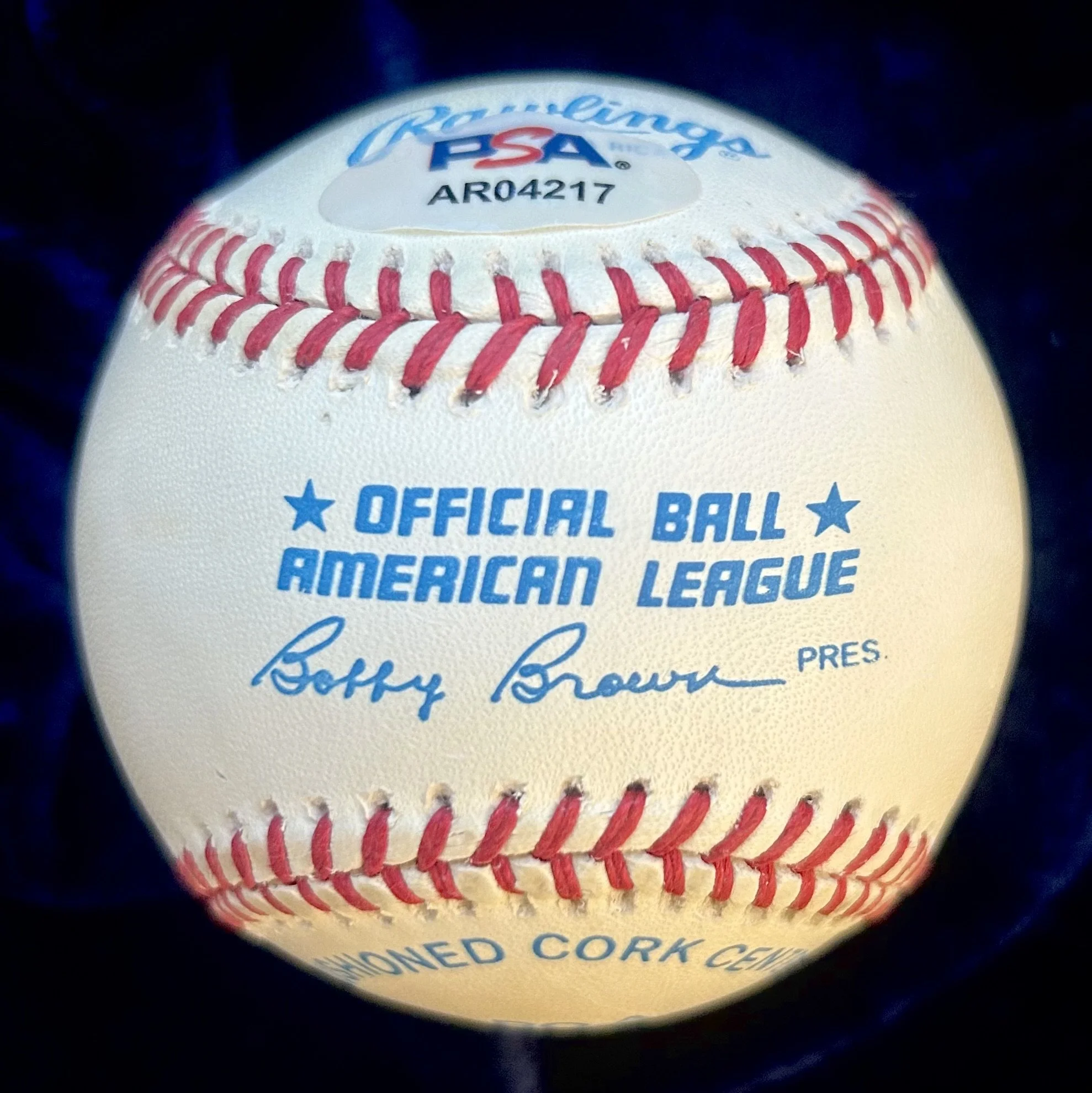 Ted Williams Signed Official American League Baseball. PSA