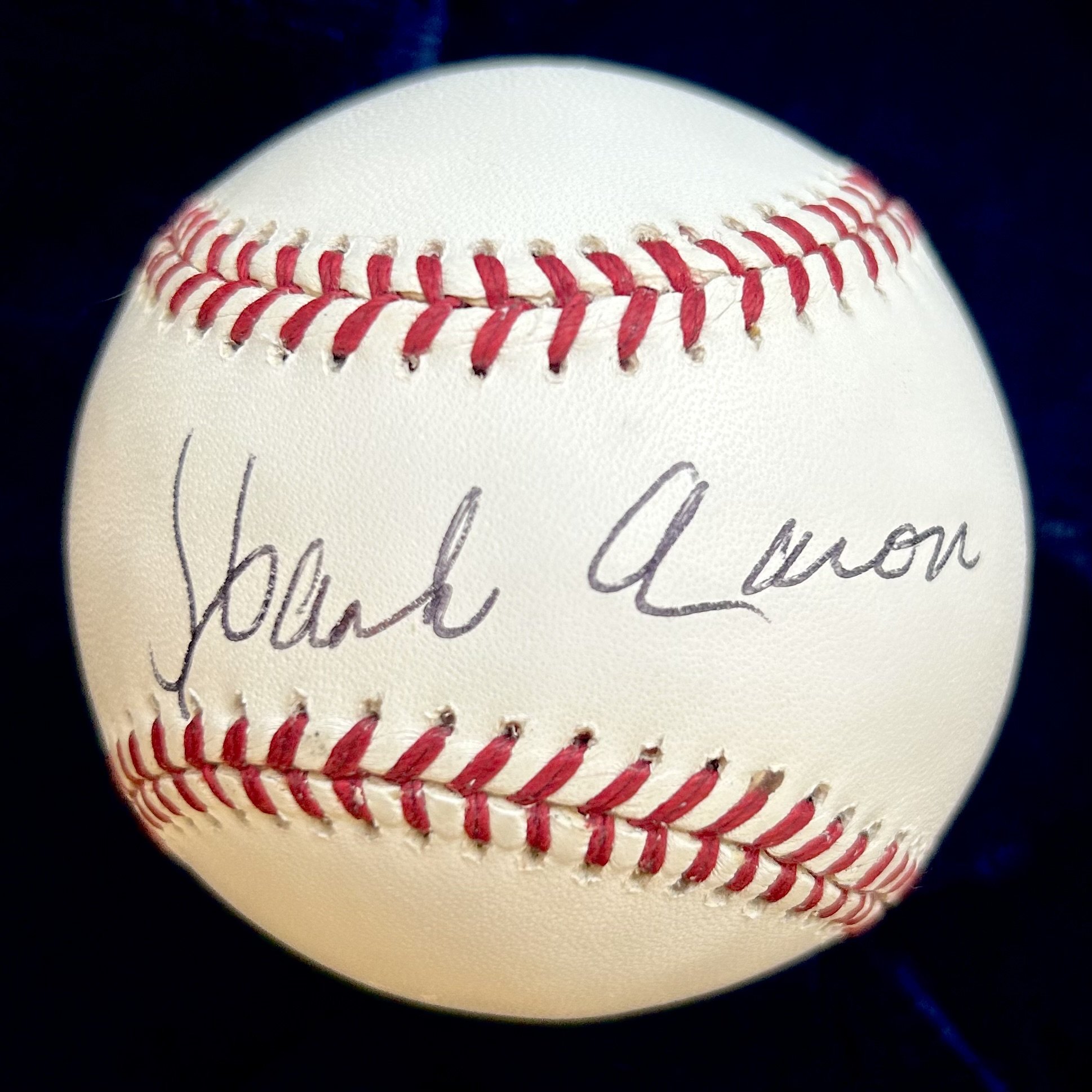 Hank Aaron Signed Official League Baseball. JSA