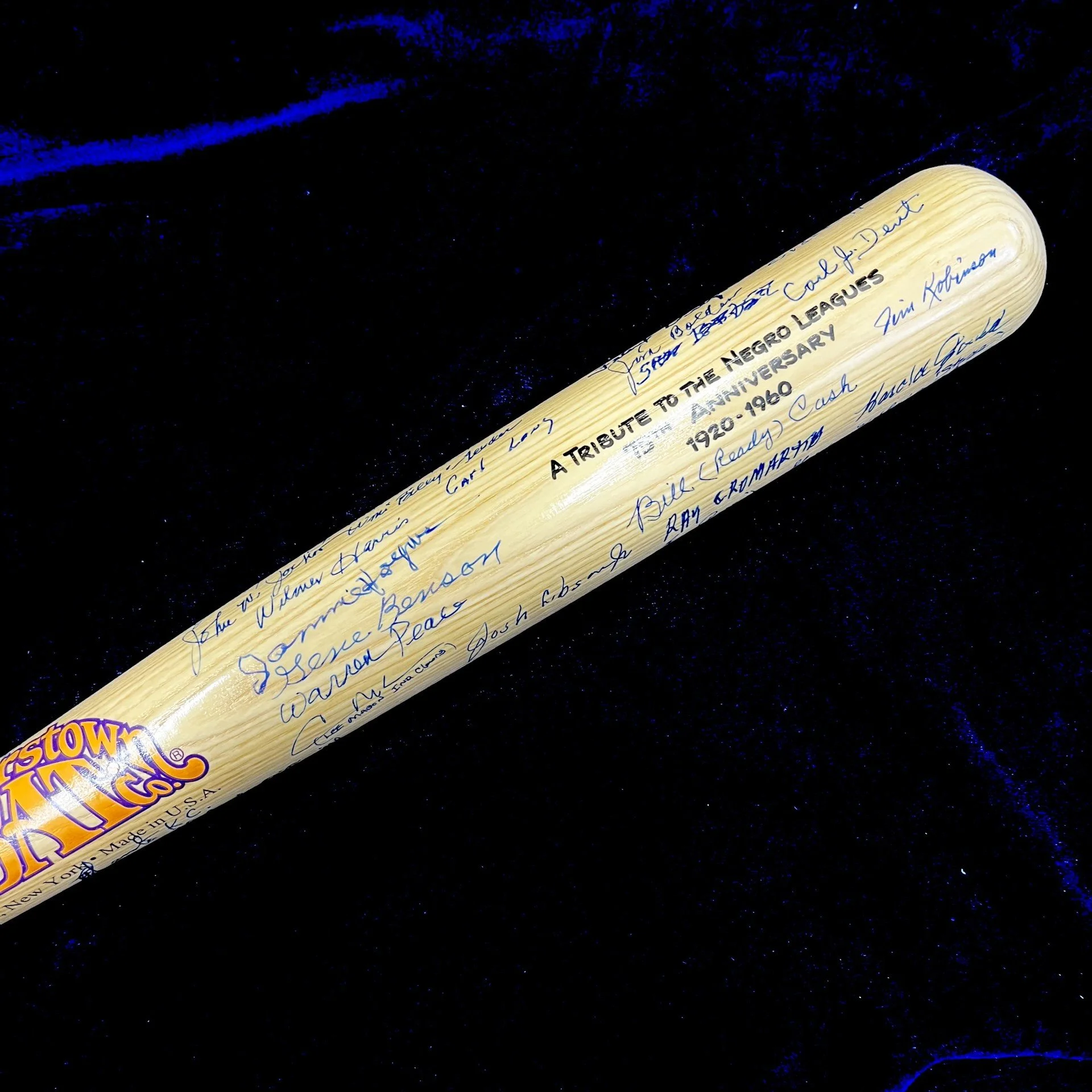 Negro League Legends Multi-Signed 75th Anniversary 1920-1960 Cooperstown Baseball Bat.
