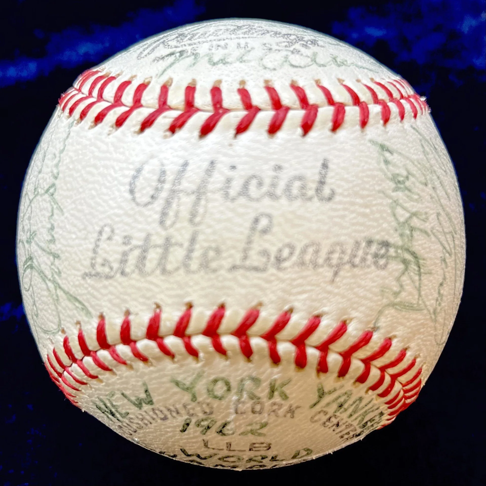 1962 New York Yankees World Champions Team Signed Official Little League Baseball.