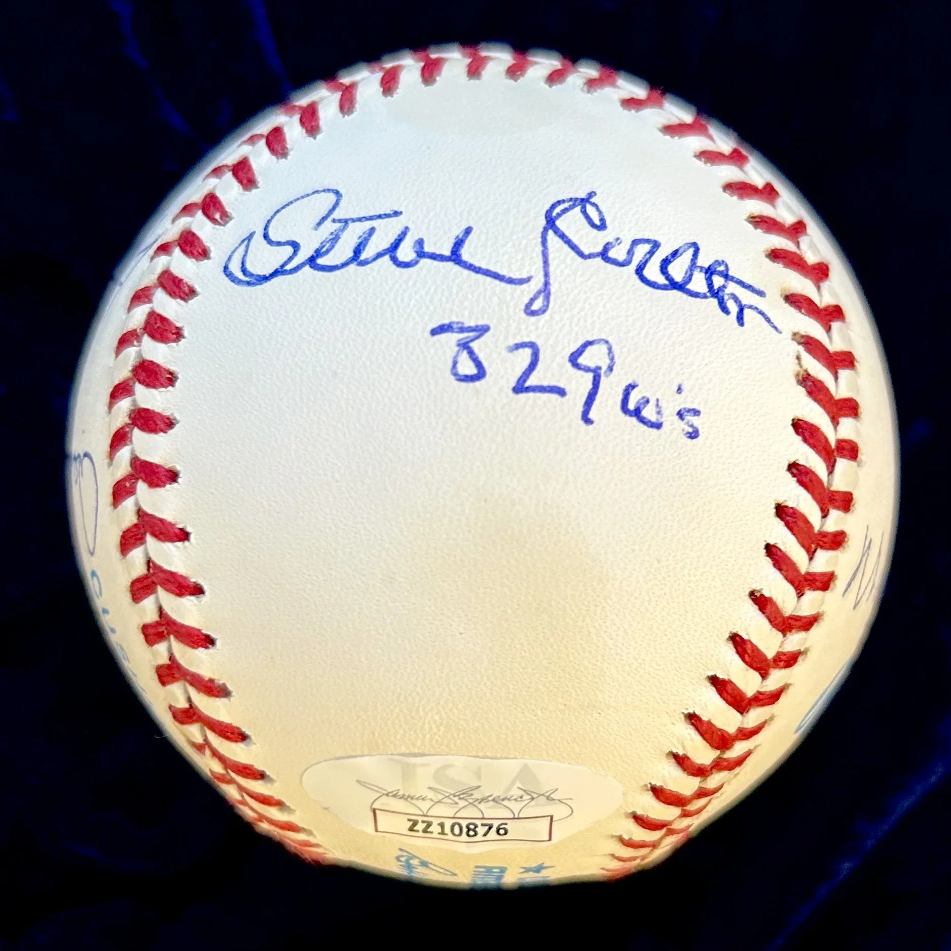 300 Win Club Signed (7) Official American League Baseball. Signed by Ryan, Perry, Sutton, Carlton, Wynn, Niekro, and Spahn. JSA