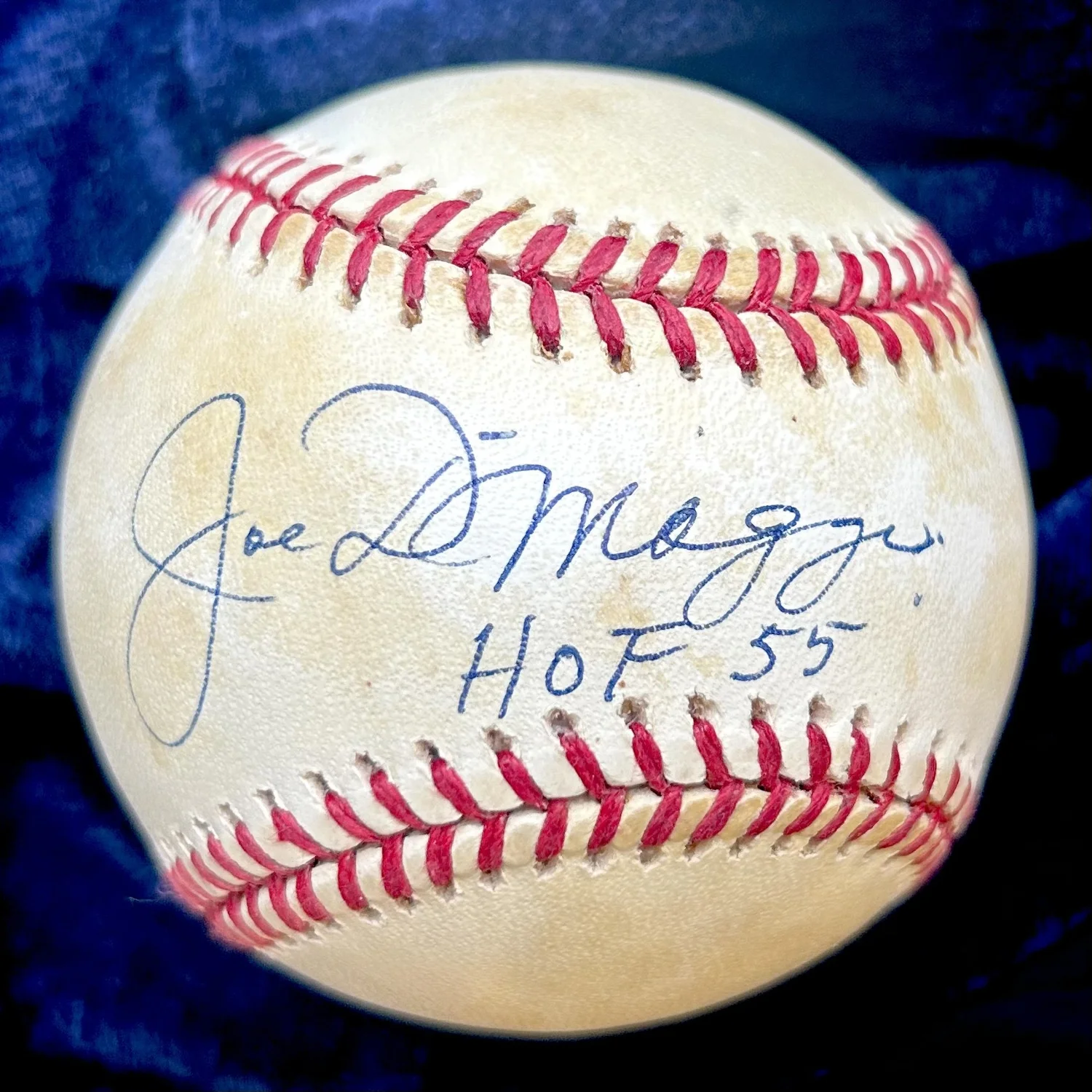 Joe DiMaggio Signed “HOF 55” Official American League Baseball