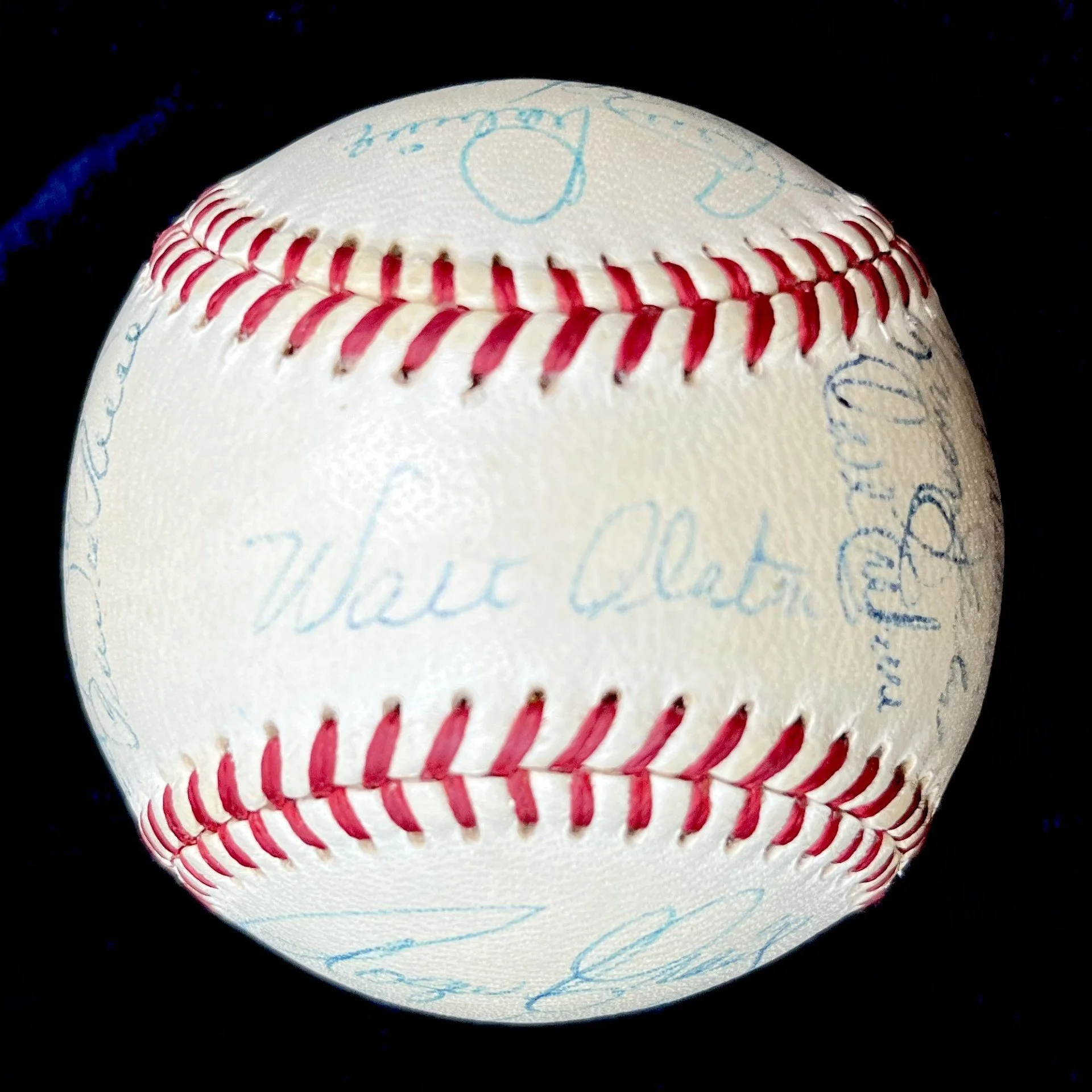 1956 National League Champion Brooklyn Dodgers Signed National League Baseball. Jackie Robinson, Roy Campanella, Gil Hodges, Walter Alston, Don Drysdale, Dick Williams. JSA