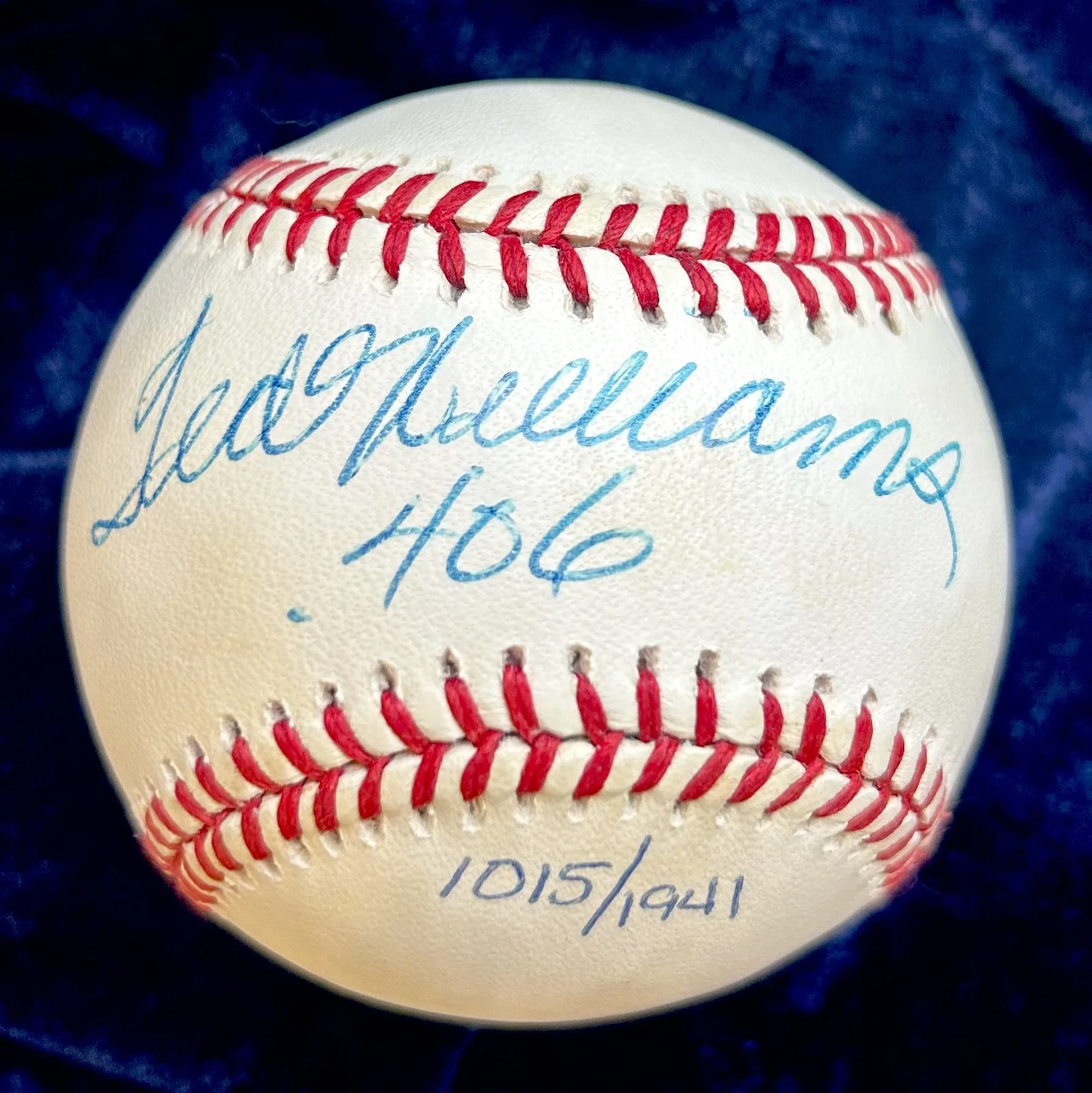 Ted Williams .406 Signed Official American League Baseball. Upper Deck Authenticated