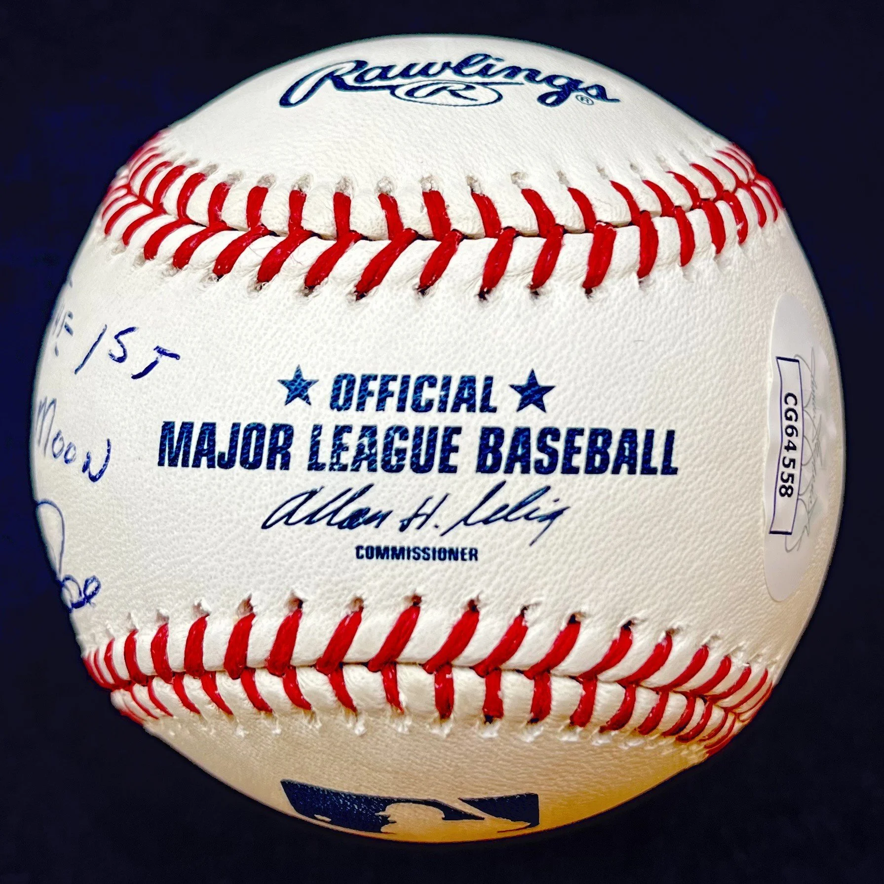 Pete Rose “I was the 1st Man on the Moon” Signed Official Major League Baseball. JSA