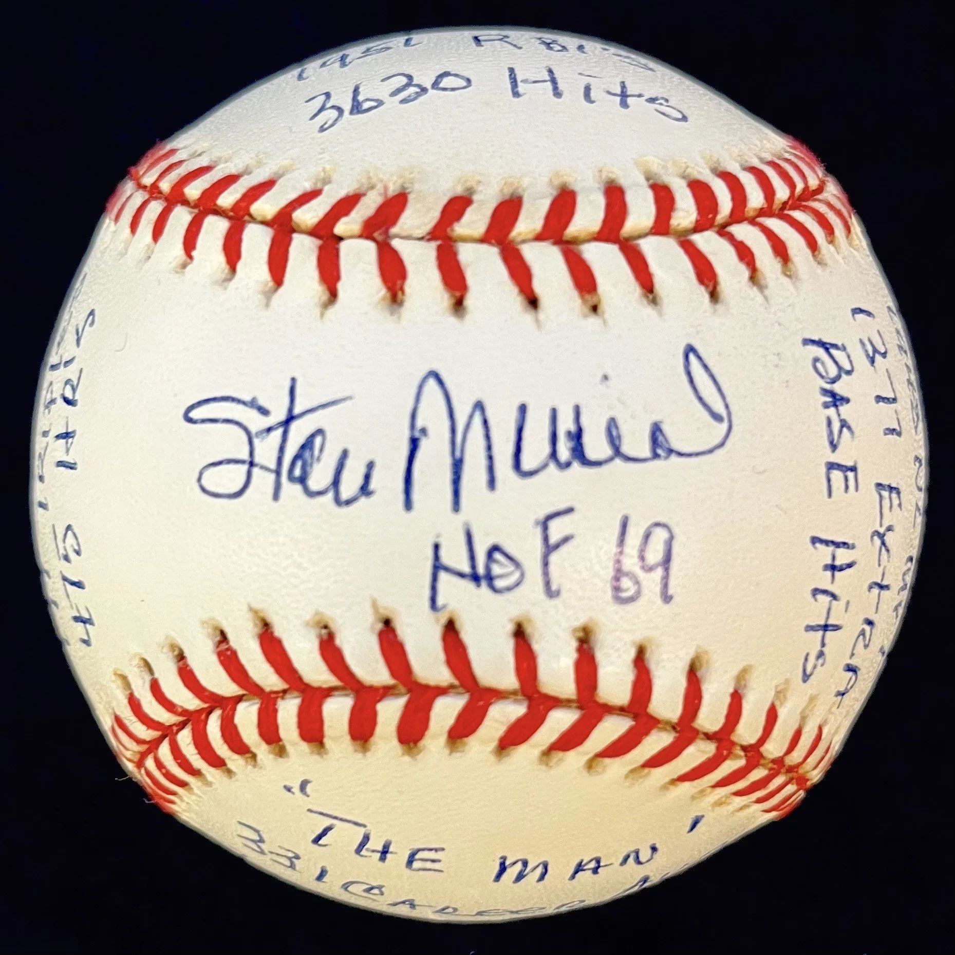 Stan Musial Signed OML Baseball. 20 Stat Inscriptions. ReggieJackson. Ltd 1000. Beckett