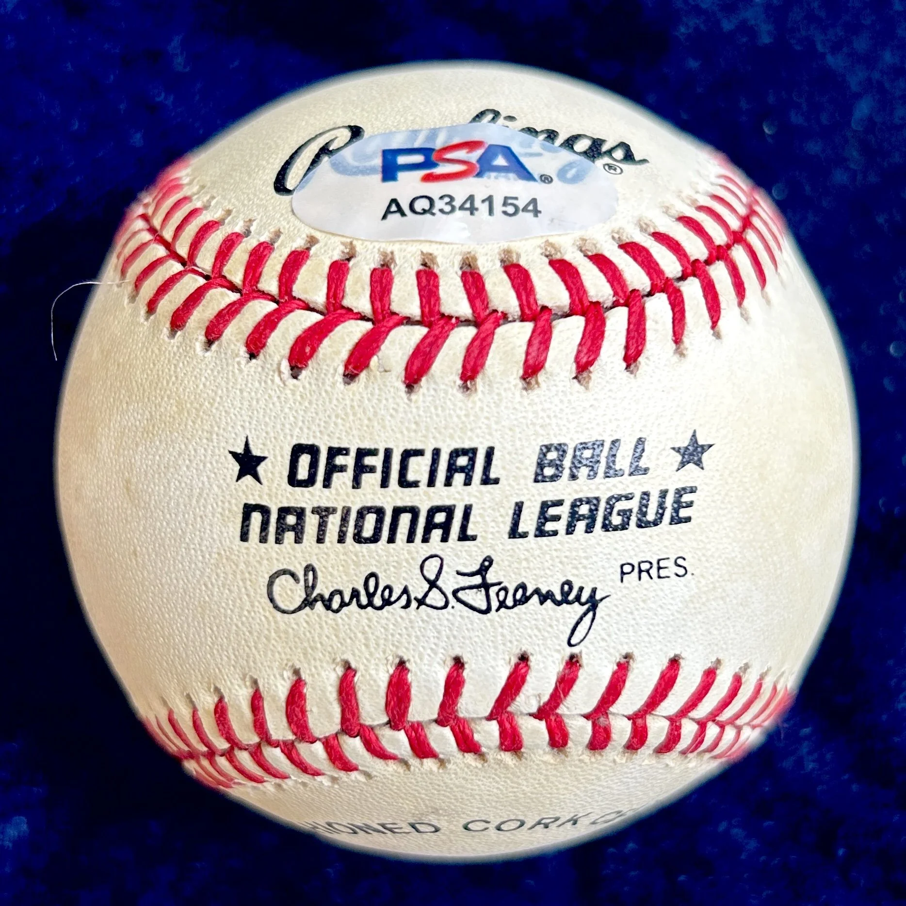 Hank Aaron and Eddie Matthews Signed Official National League Baseball. PSA
