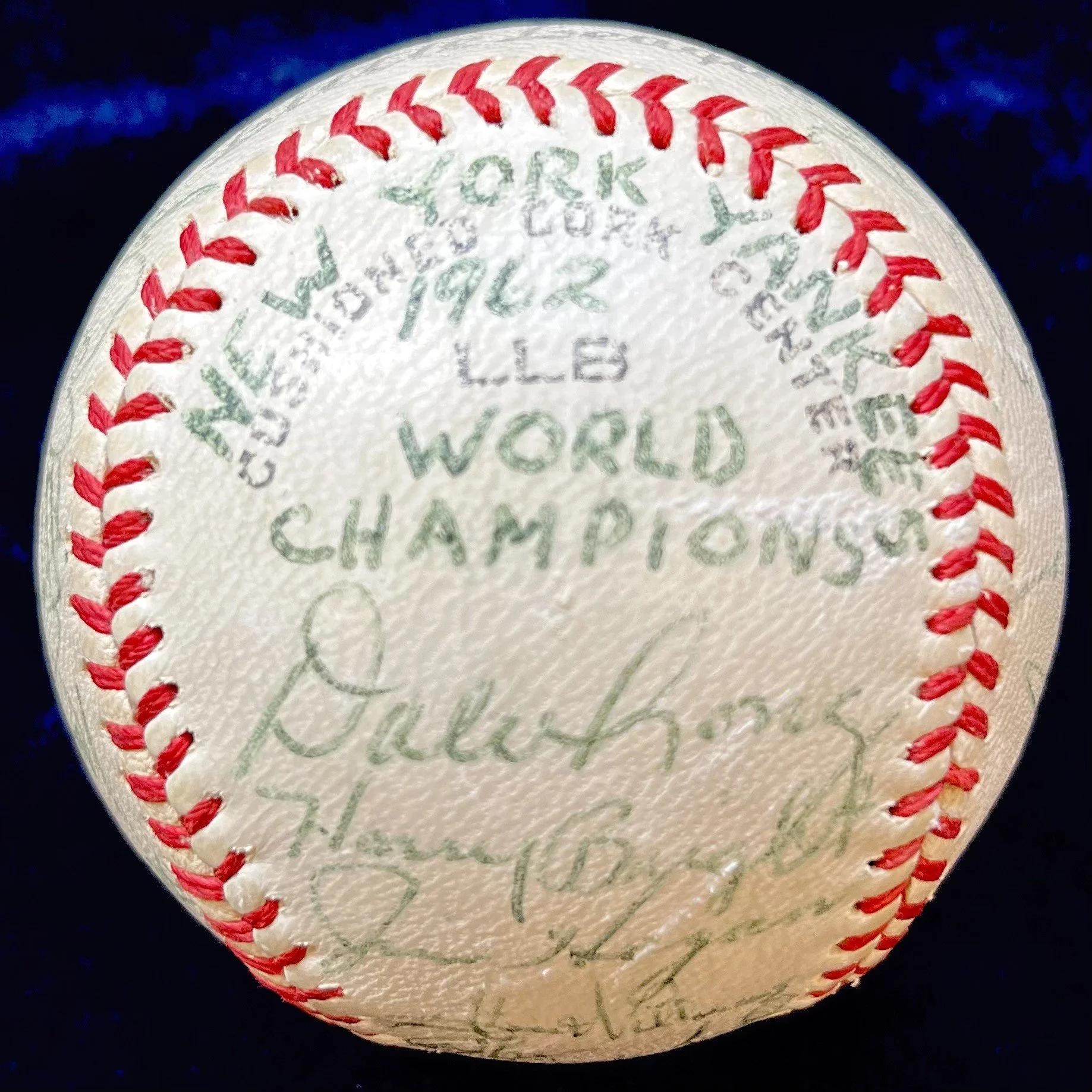 1962 New York Yankees World Champions Team Signed Official Little League Baseball.