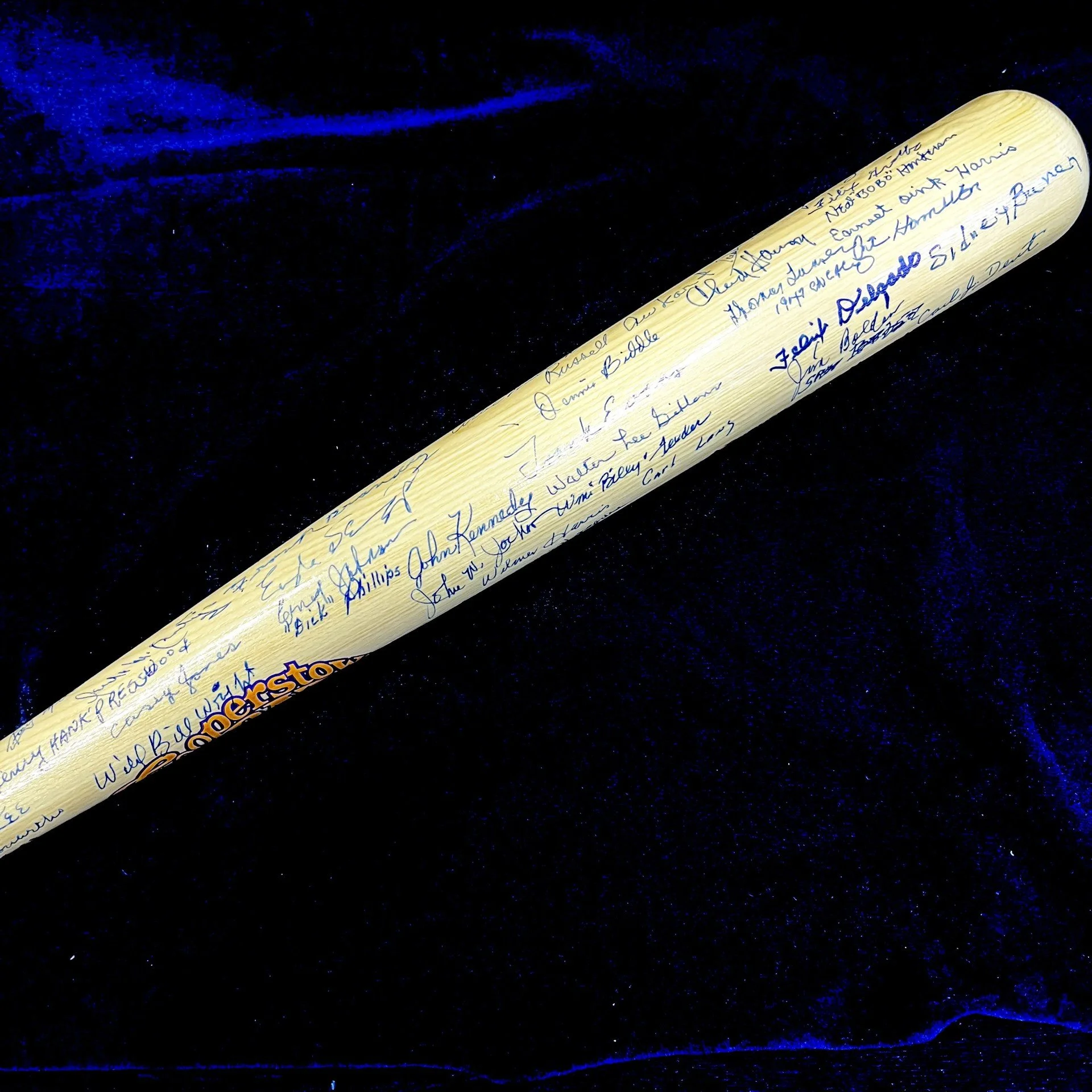 Negro League Legends Multi-Signed 75th Anniversary Cooperstown Baseball Bat.