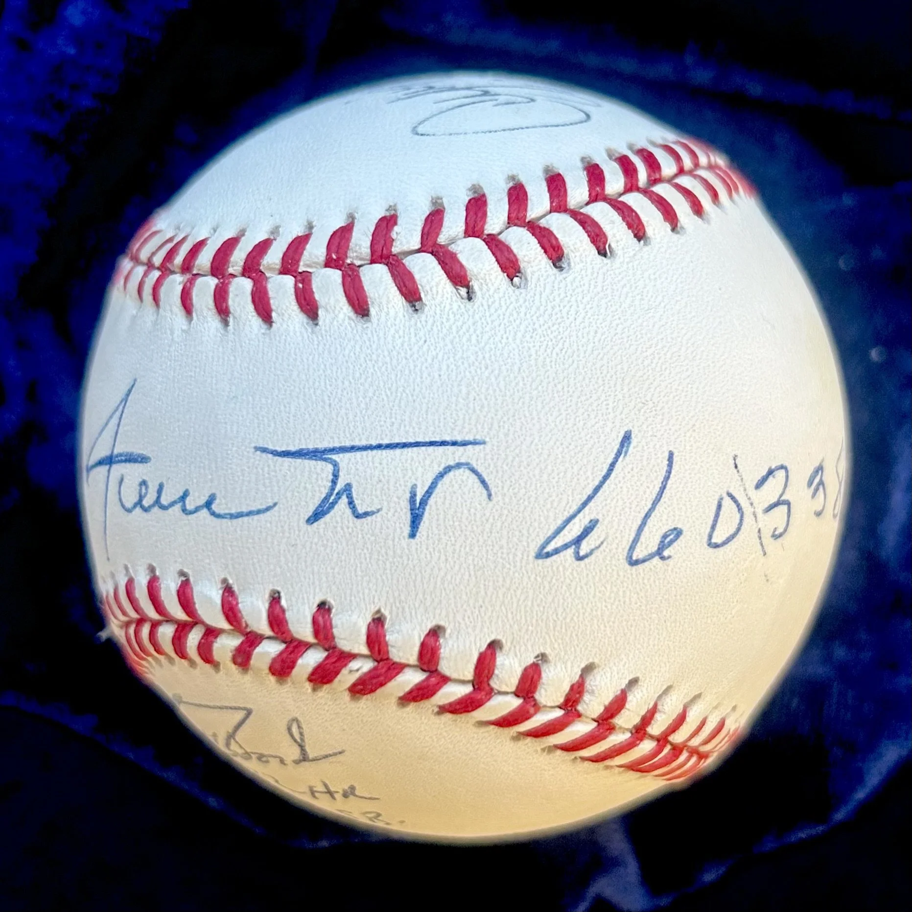 Willie Mays, Barry Bonds, Bobby Bonds and Andre Dawson Official National League Multi-Signed Baseball. PSA