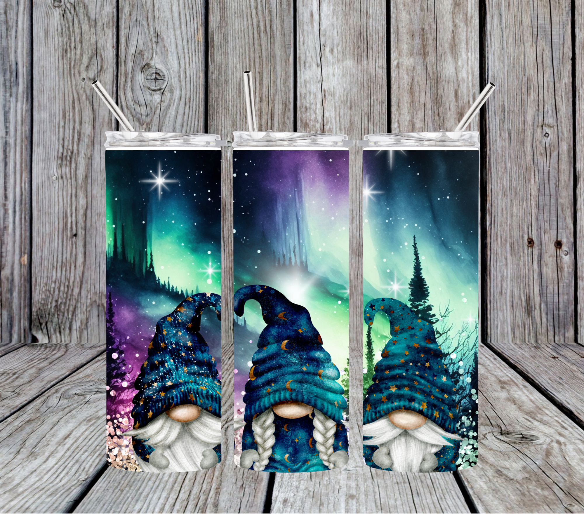 Northern Lights Gnomes Tumblers