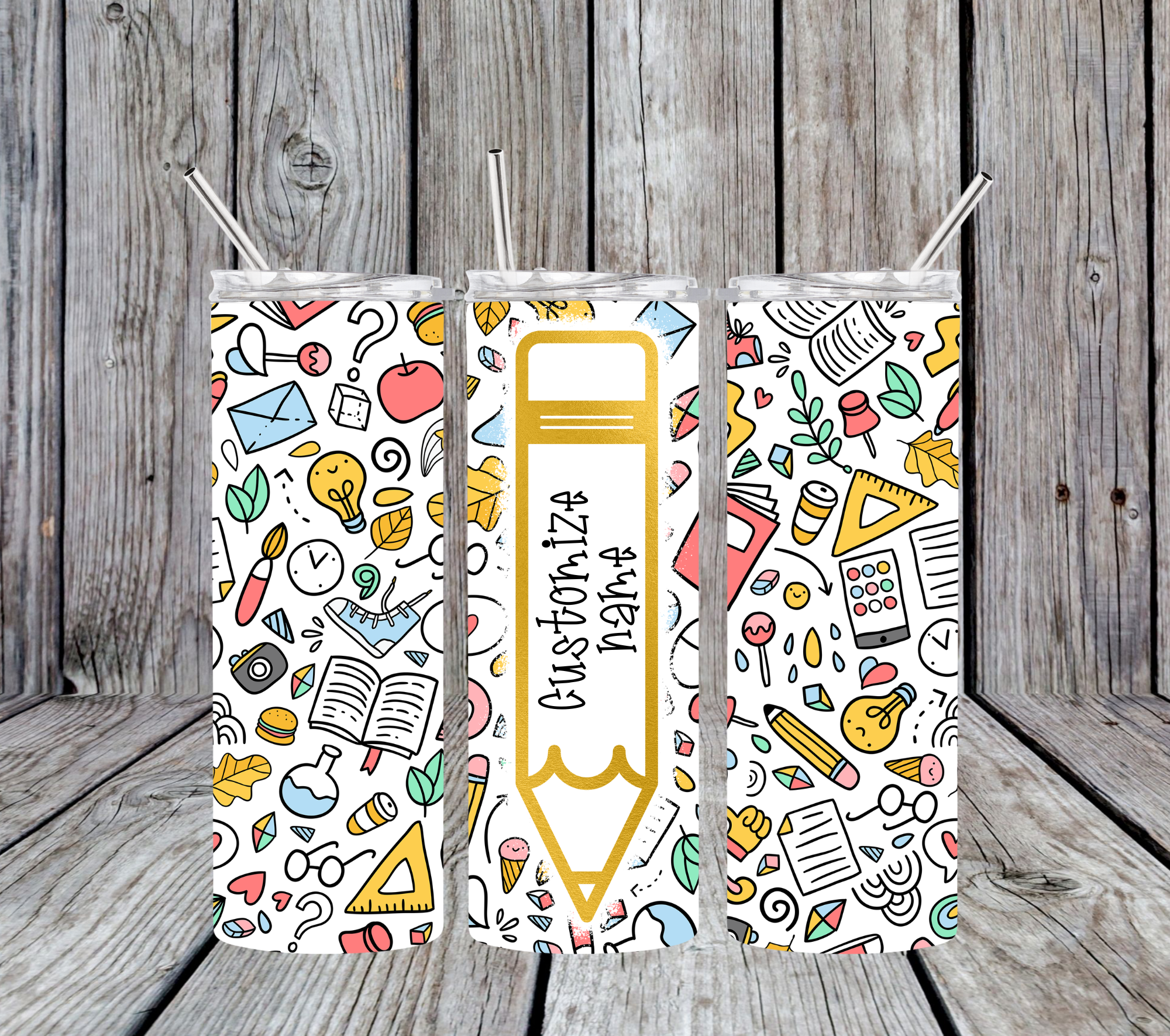 School Doodle Tumbler (customize)
