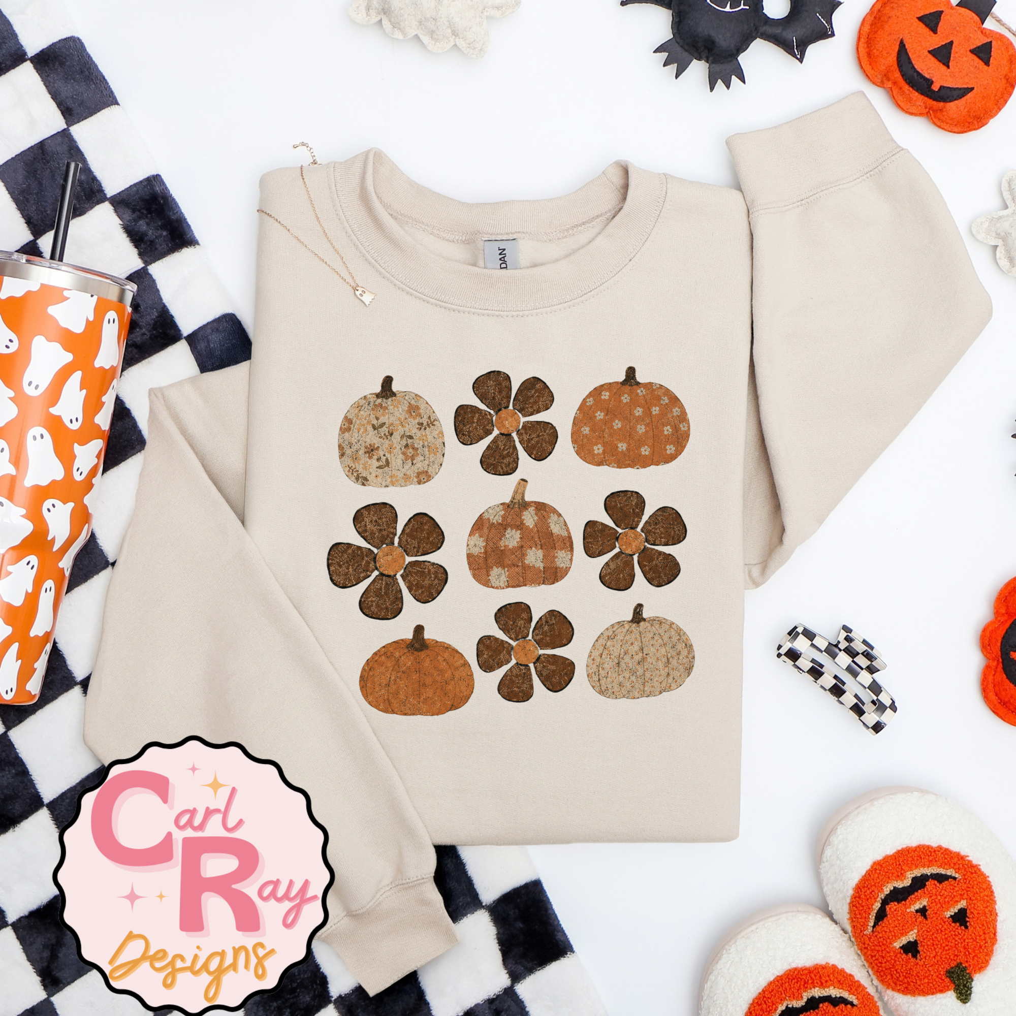 Pumpkins and Flowers