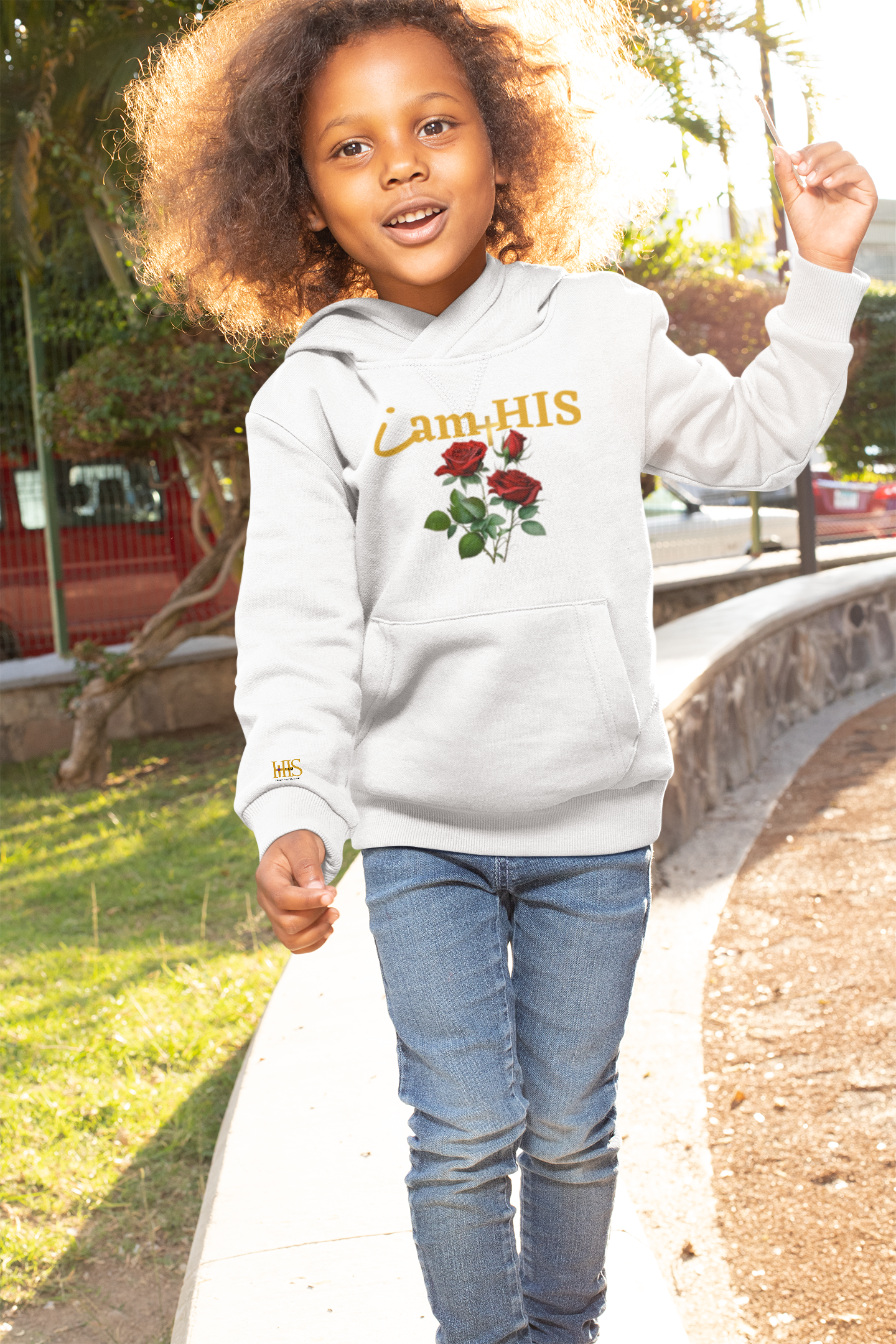"I Am HIS" Kids Floral Hoodie