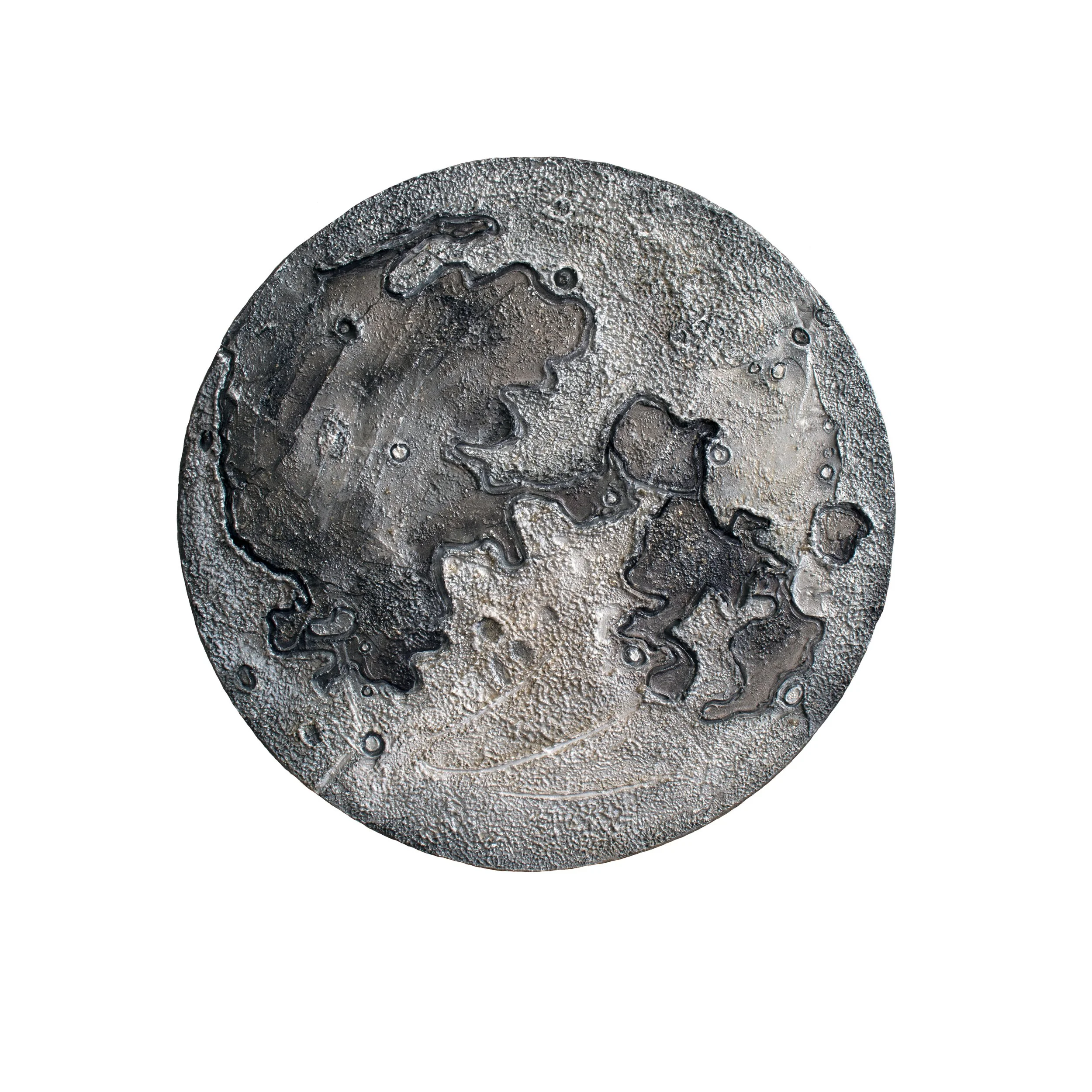 Acrylic etched texture painting inspired by the moon